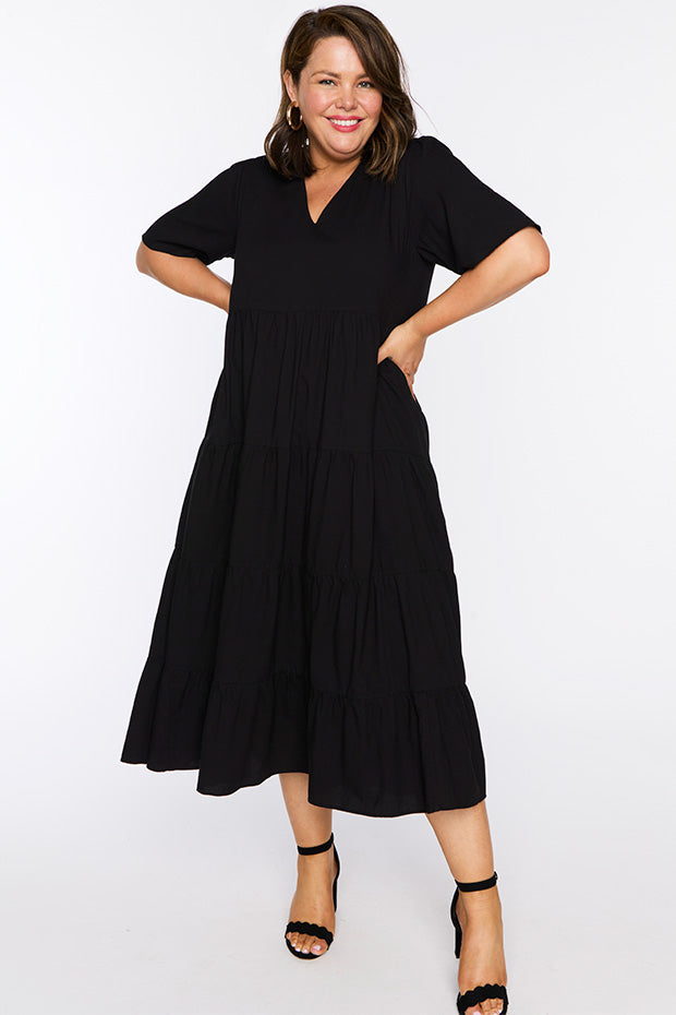 Mollie Black Dress – Black midi dress