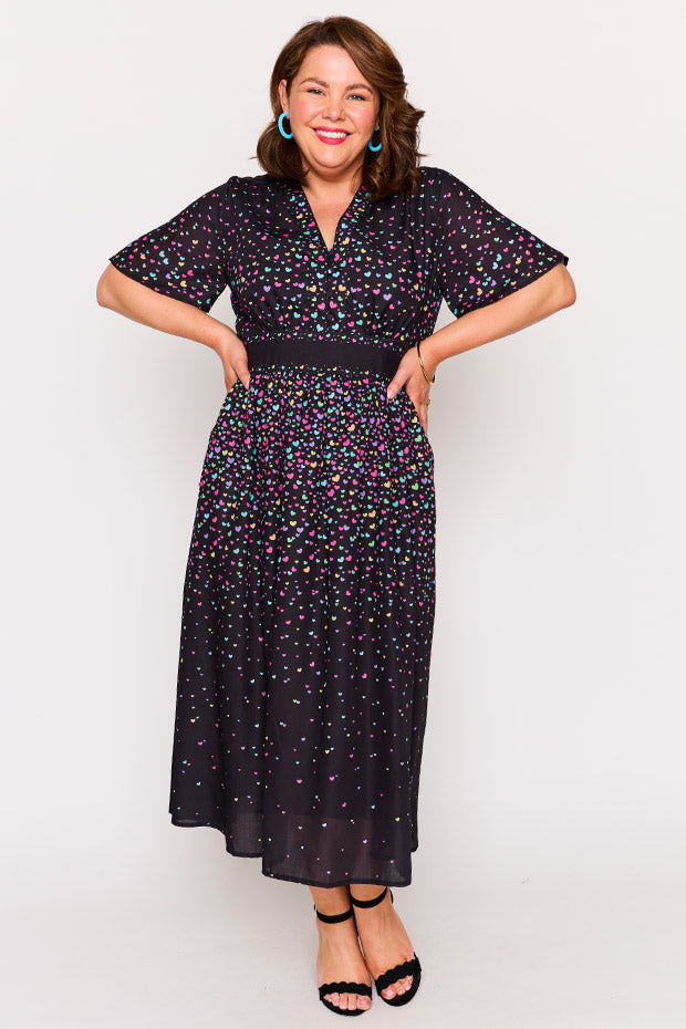 Stephanie Falling Hearts Dress – Falling Hearts midi dress