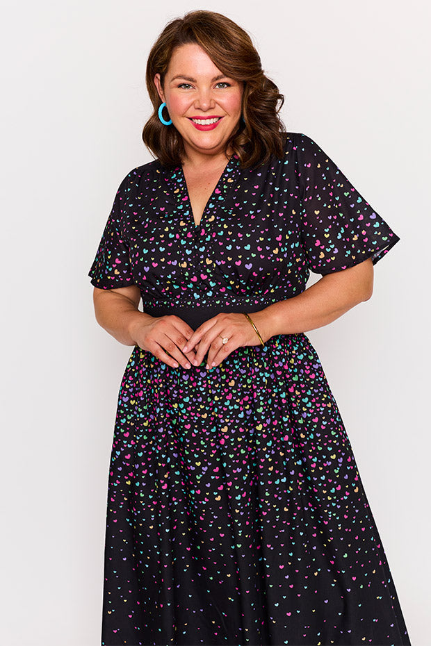 Stephanie Falling Hearts Dress – Falling Hearts midi dress