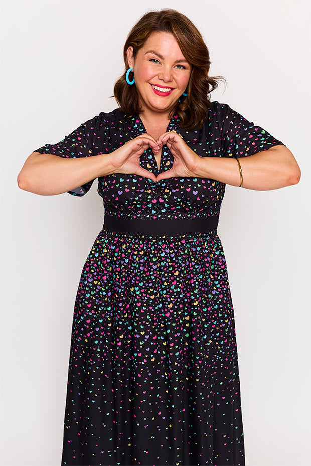 Stephanie Falling Hearts Dress – Falling Hearts midi dress