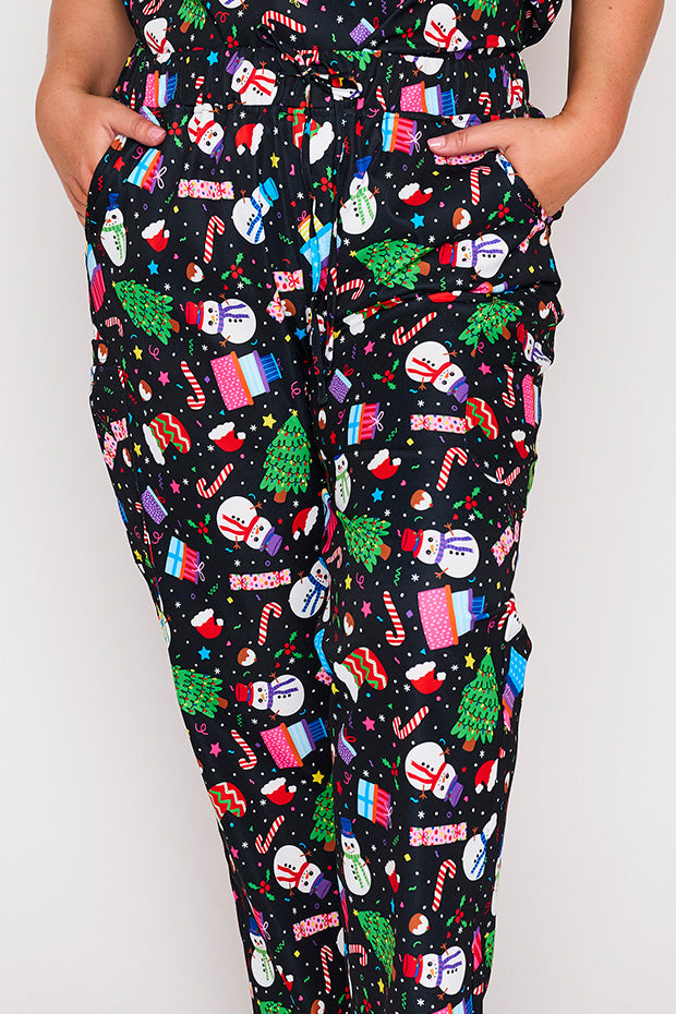 Cristina Jolly Christmas Scrub Pant – Jolly Christmas wide leg pants