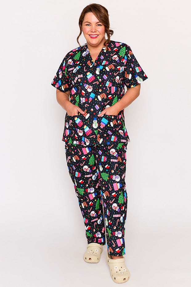 Meredith Jolly Christmas Scrub Top – Jolly Christmas top