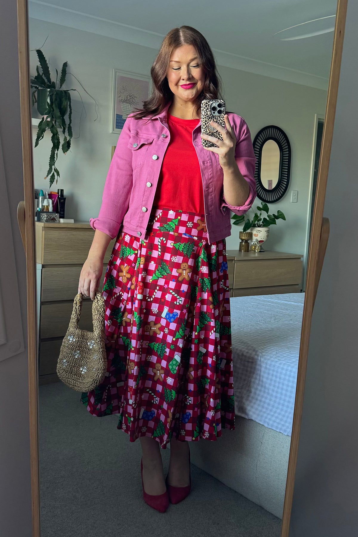 Beth Christmas On Gingham Skirt (Pre-Order)