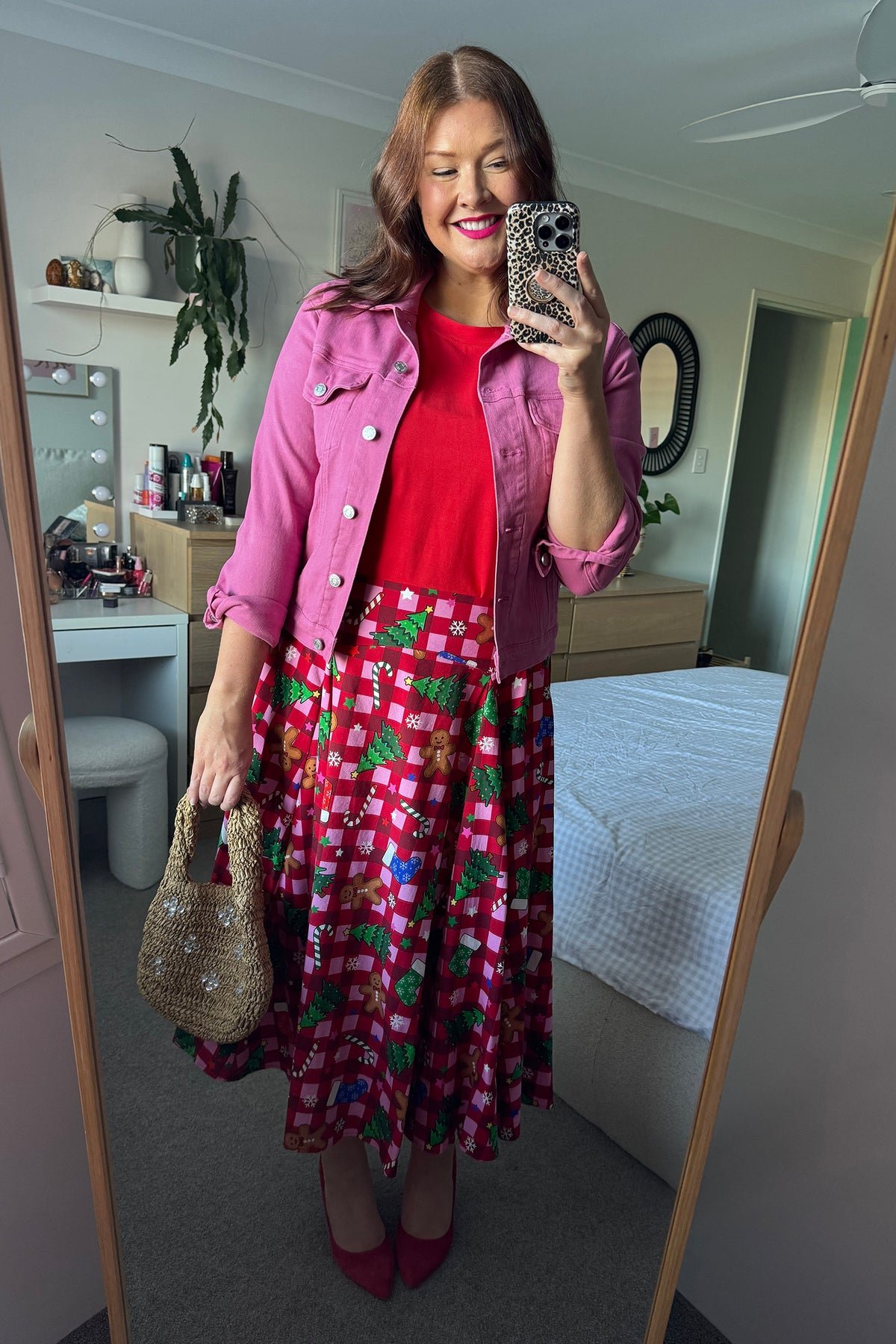 Beth Christmas On Gingham Skirt (Pre-Order)