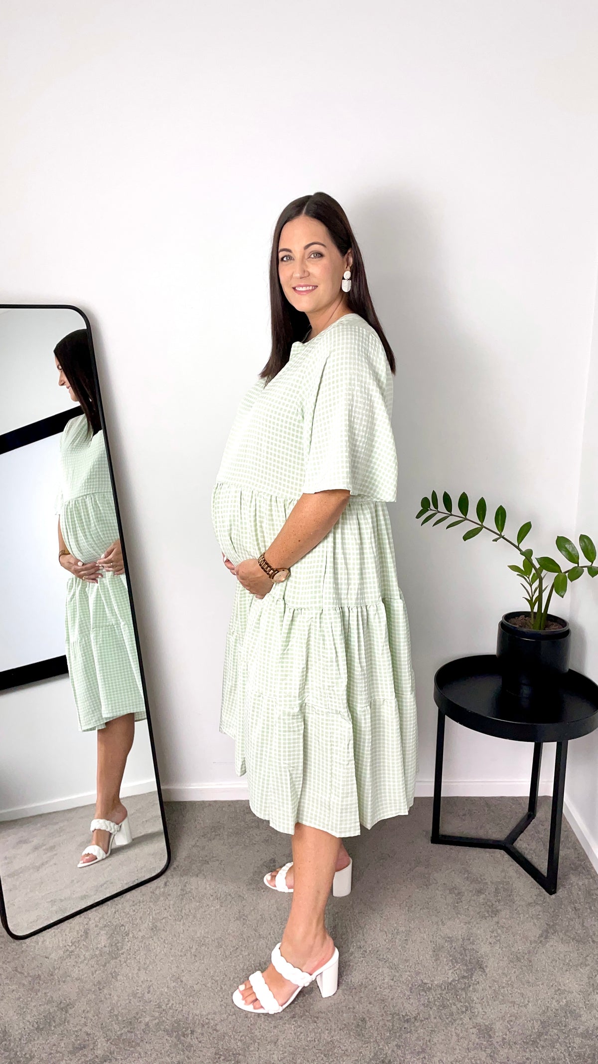 Birdie Gingham Green Dress – Gingham Green midi dress