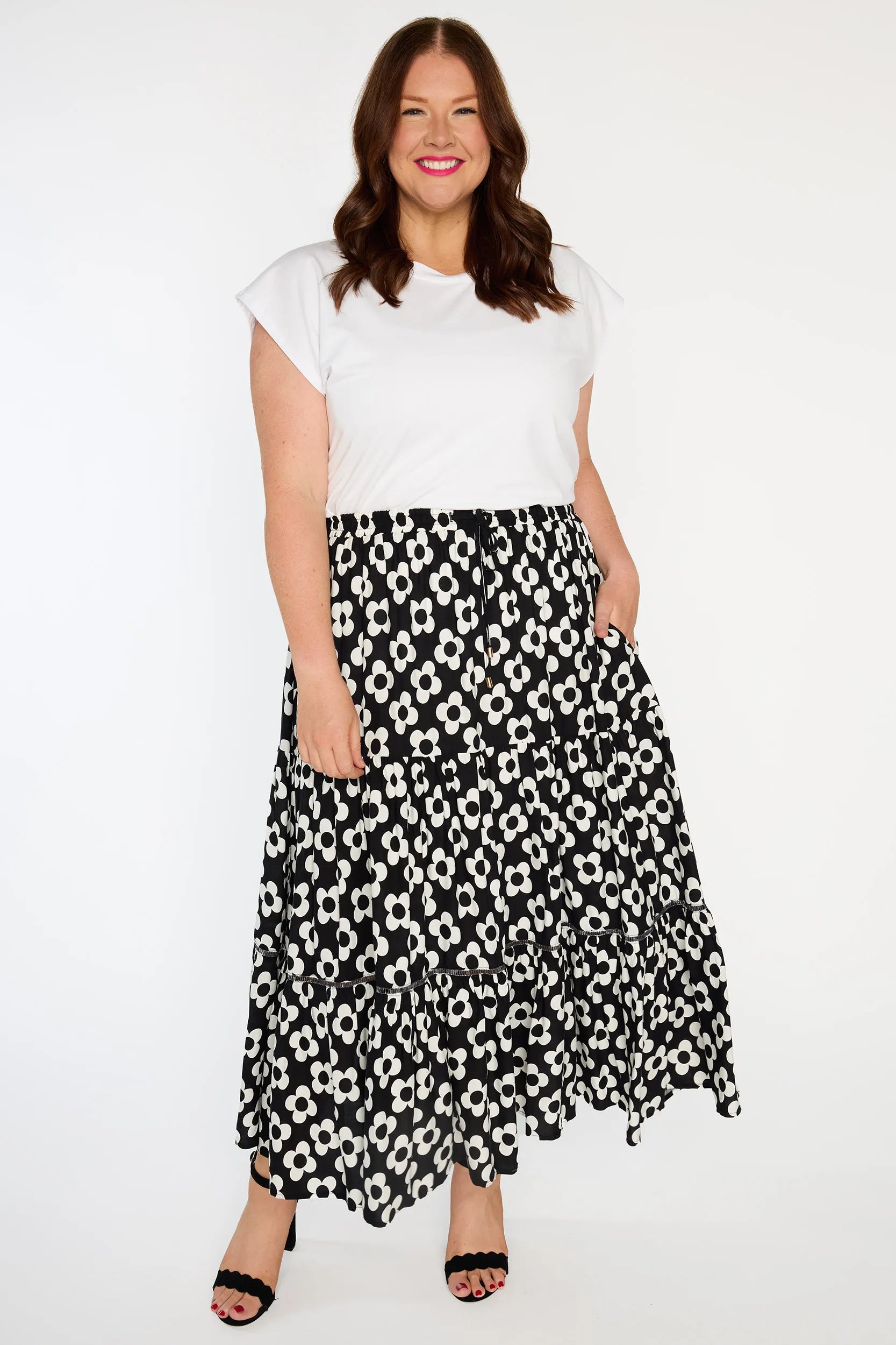 Alexandra Black White Daisy Skirt