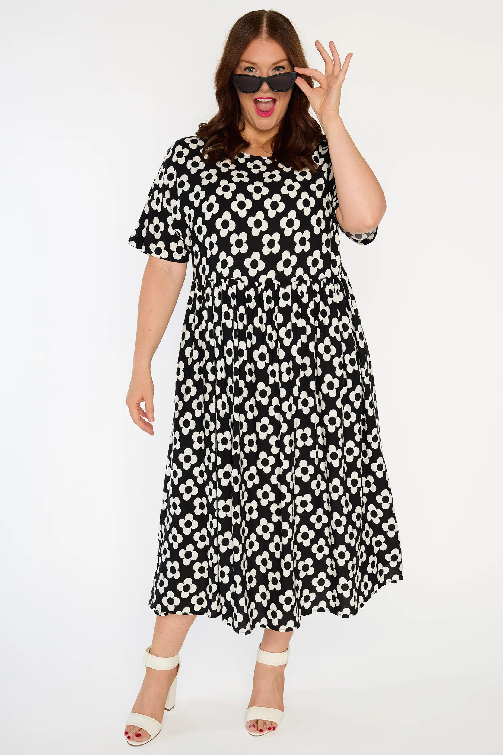 Iconic Black White Daisy Dress