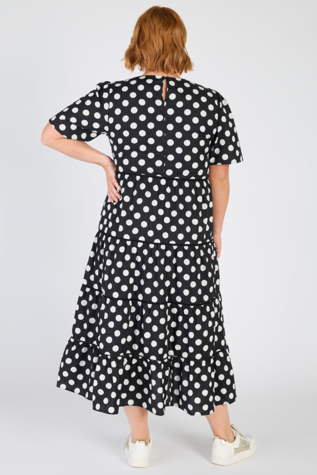 Aurelia Black & White Spots Maxi Dress – Black & White Spots midi dress