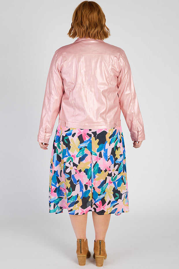 Brigitta Pink Metallic Jacket – Pink Metallic biker jacket