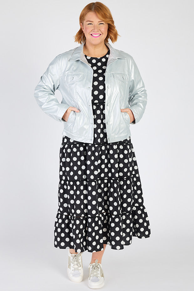 Brigitta Silver Jacket – Silver biker jacket