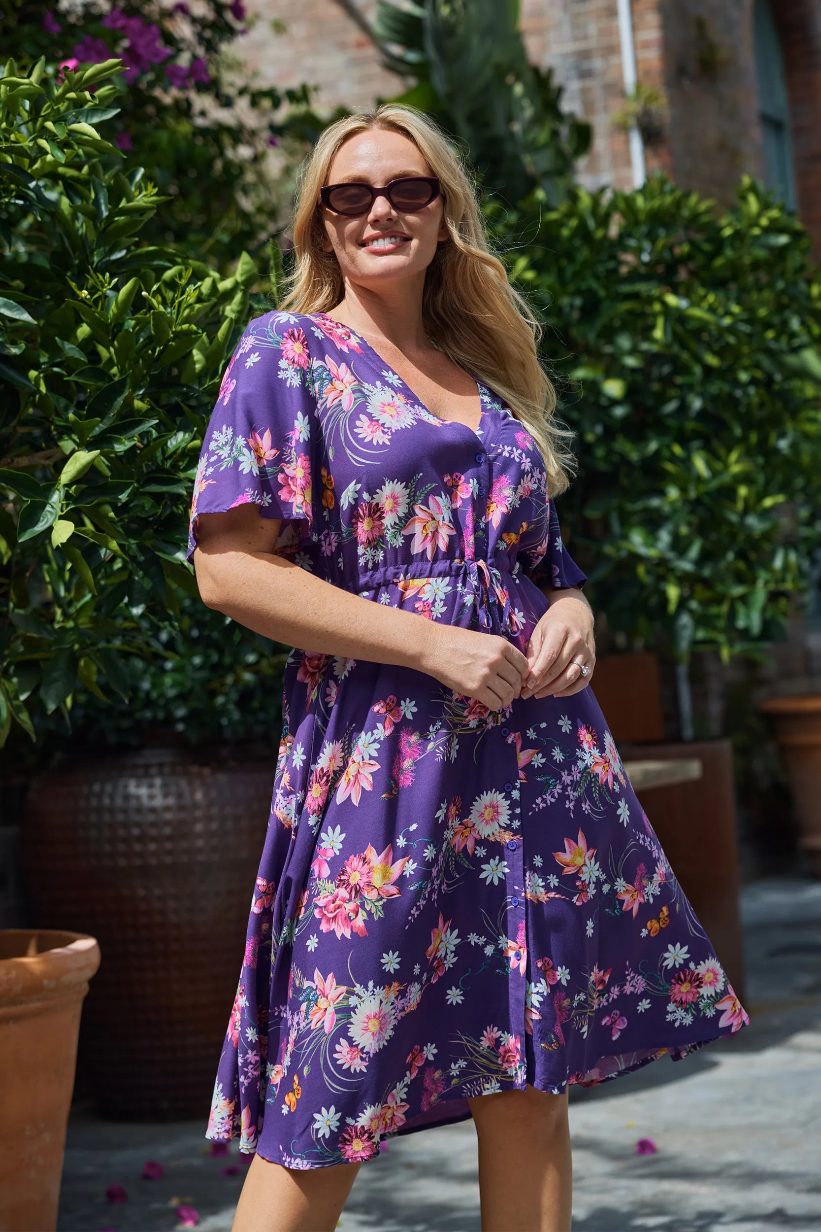 Jaz Butterfly Kisses Plum Dress – Butterfly Kisses Plum knee length dress