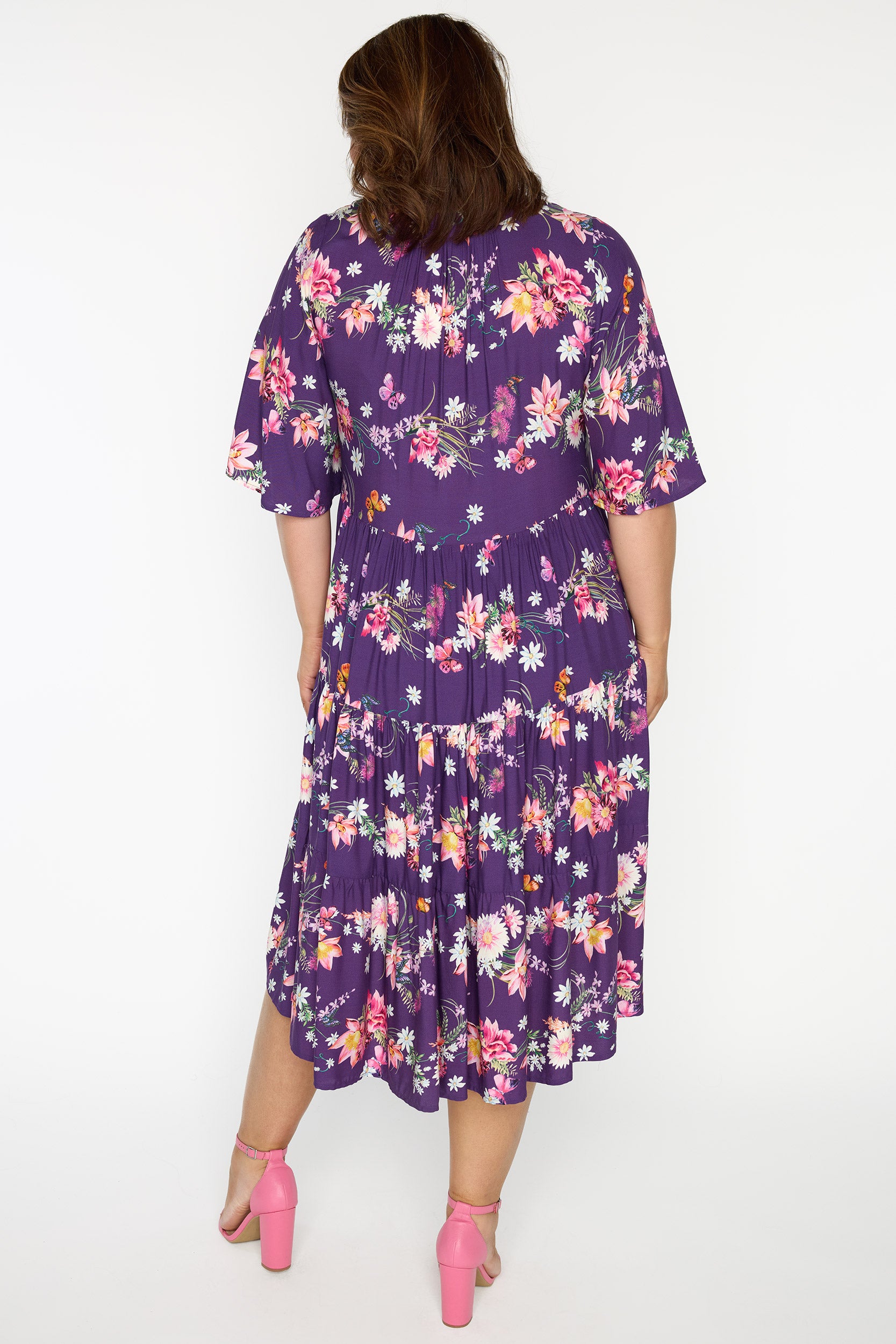 Chrissie Butterfly Kisses Plum Dress – Butterfly Kisses Plum midi dress