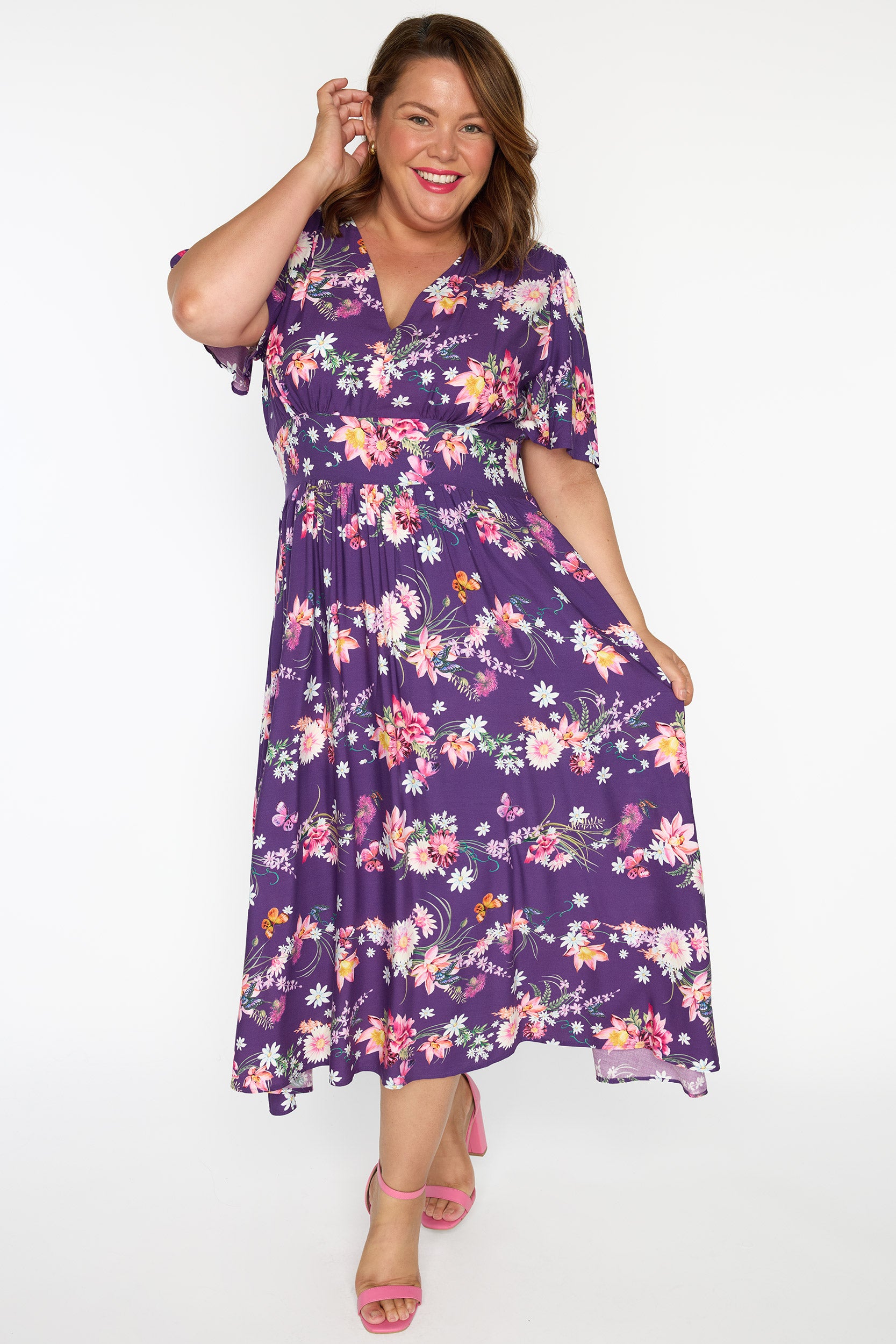 Eloise Butterfly Kisses Plum Dress – Butterfly Kisses Plum midi dress