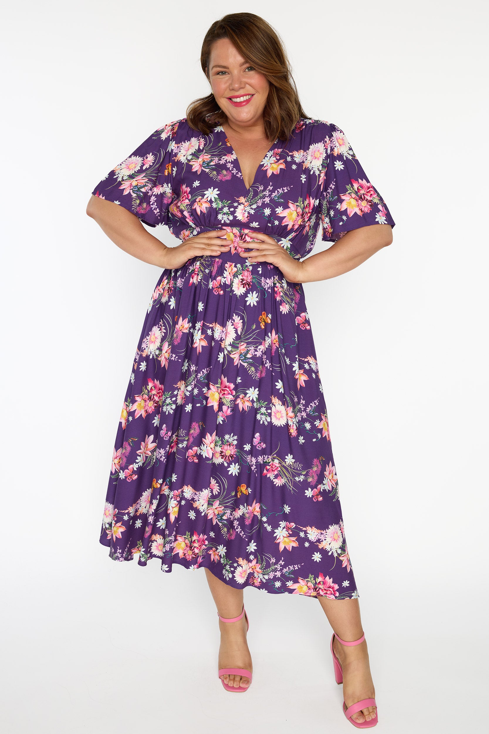 Eloise Butterfly Kisses Plum Dress – Butterfly Kisses Plum midi dress