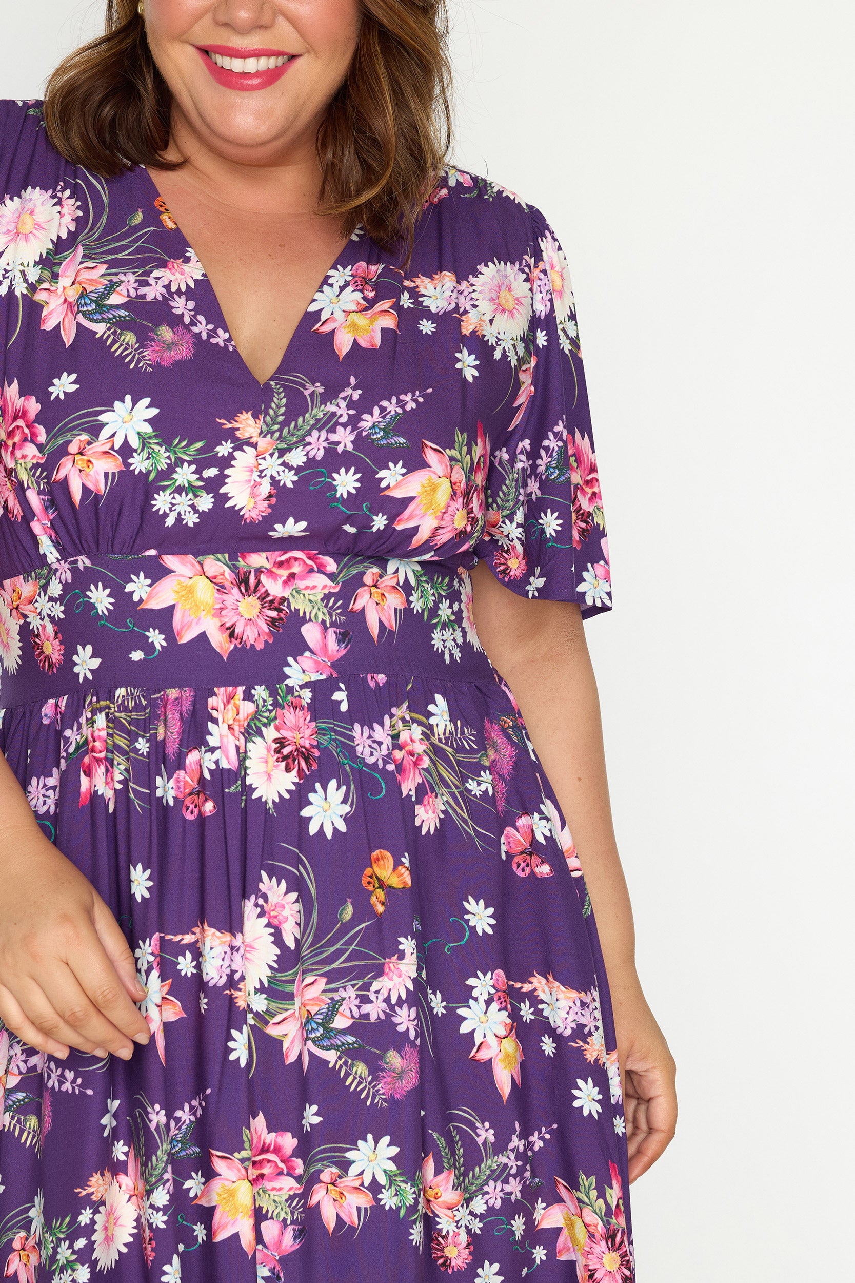 Eloise Butterfly Kisses Plum Dress – Butterfly Kisses Plum midi dress