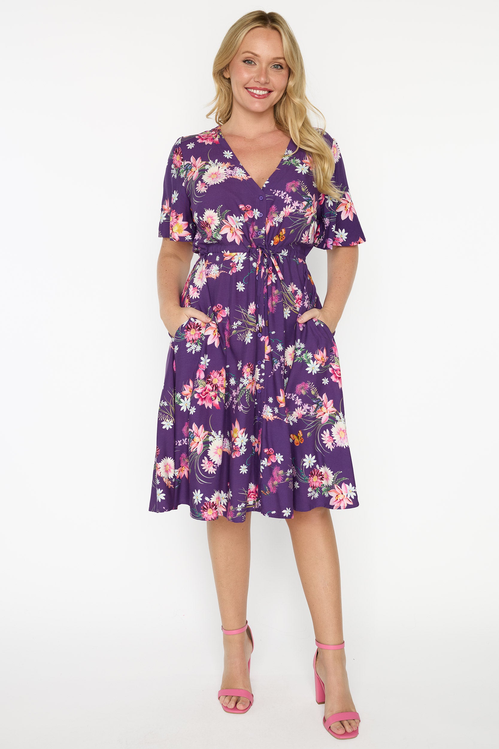 Jaz Butterfly Kisses Plum Dress – Butterfly Kisses Plum knee length dress
