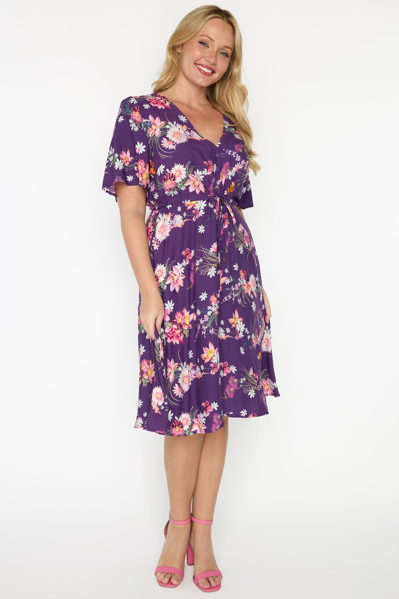 Jaz Butterfly Kisses Plum Dress – Butterfly Kisses Plum knee length dress