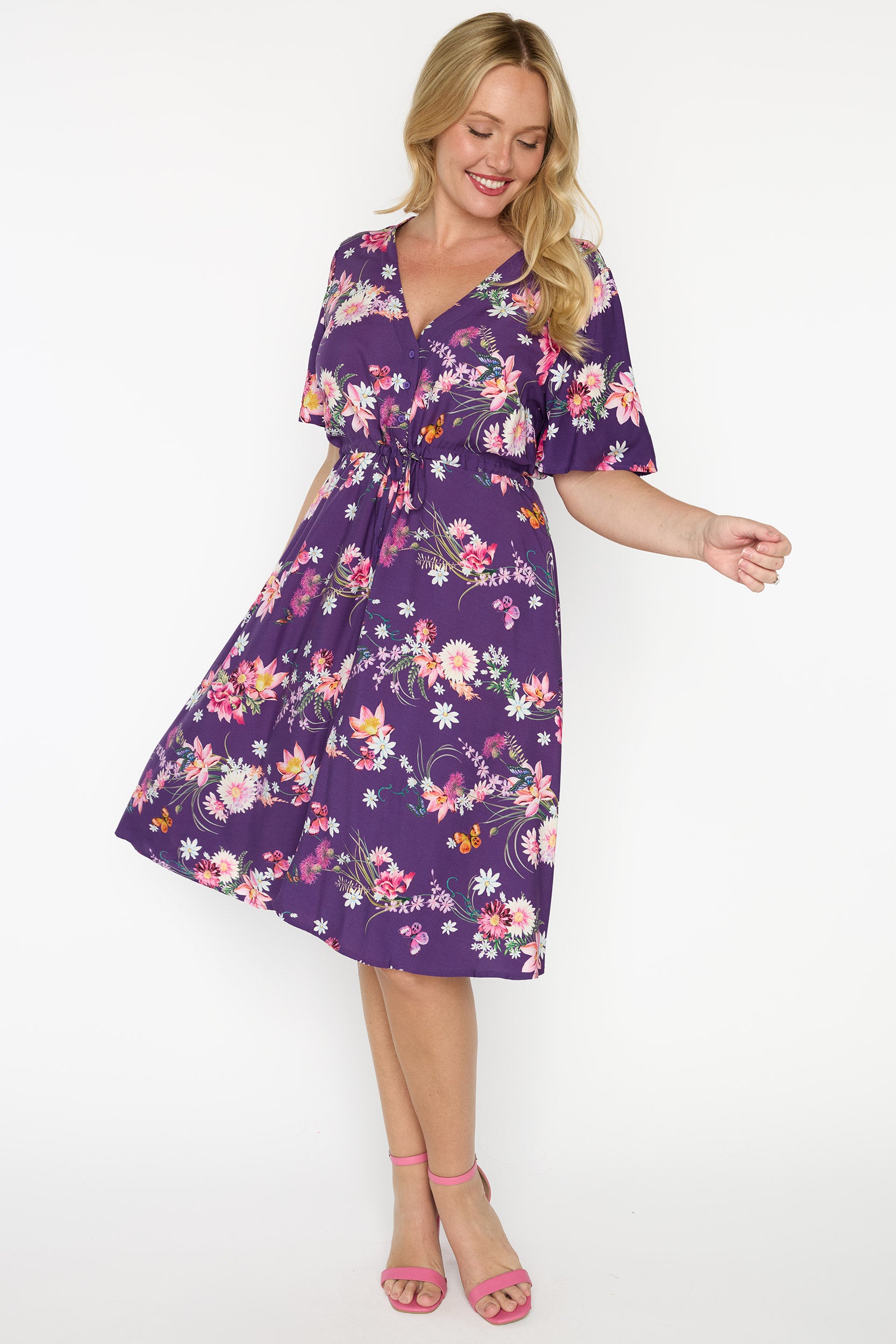 Jaz Butterfly Kisses Plum Dress – Butterfly Kisses Plum knee length dress
