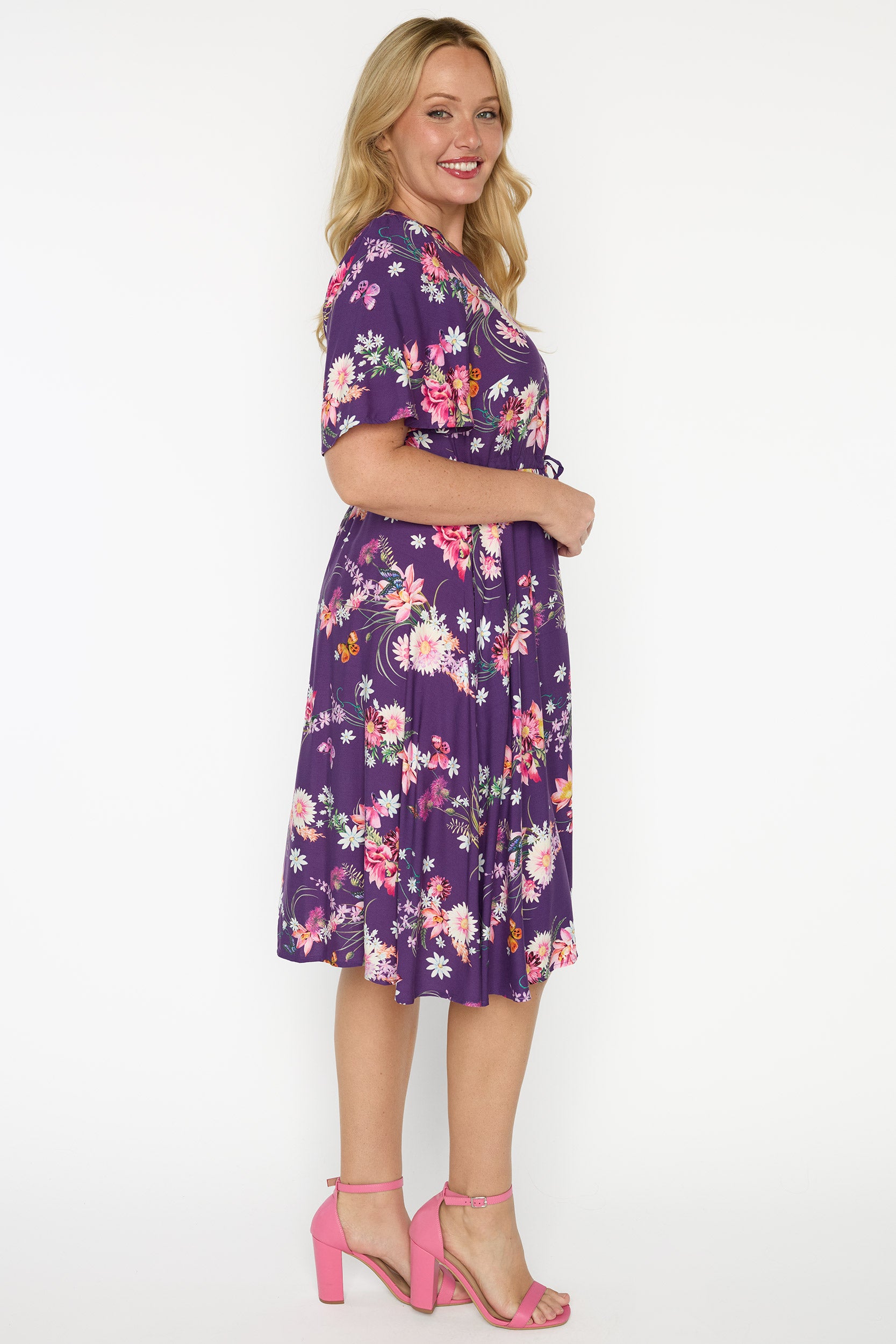 Jaz Butterfly Kisses Plum Dress – Butterfly Kisses Plum knee length dress