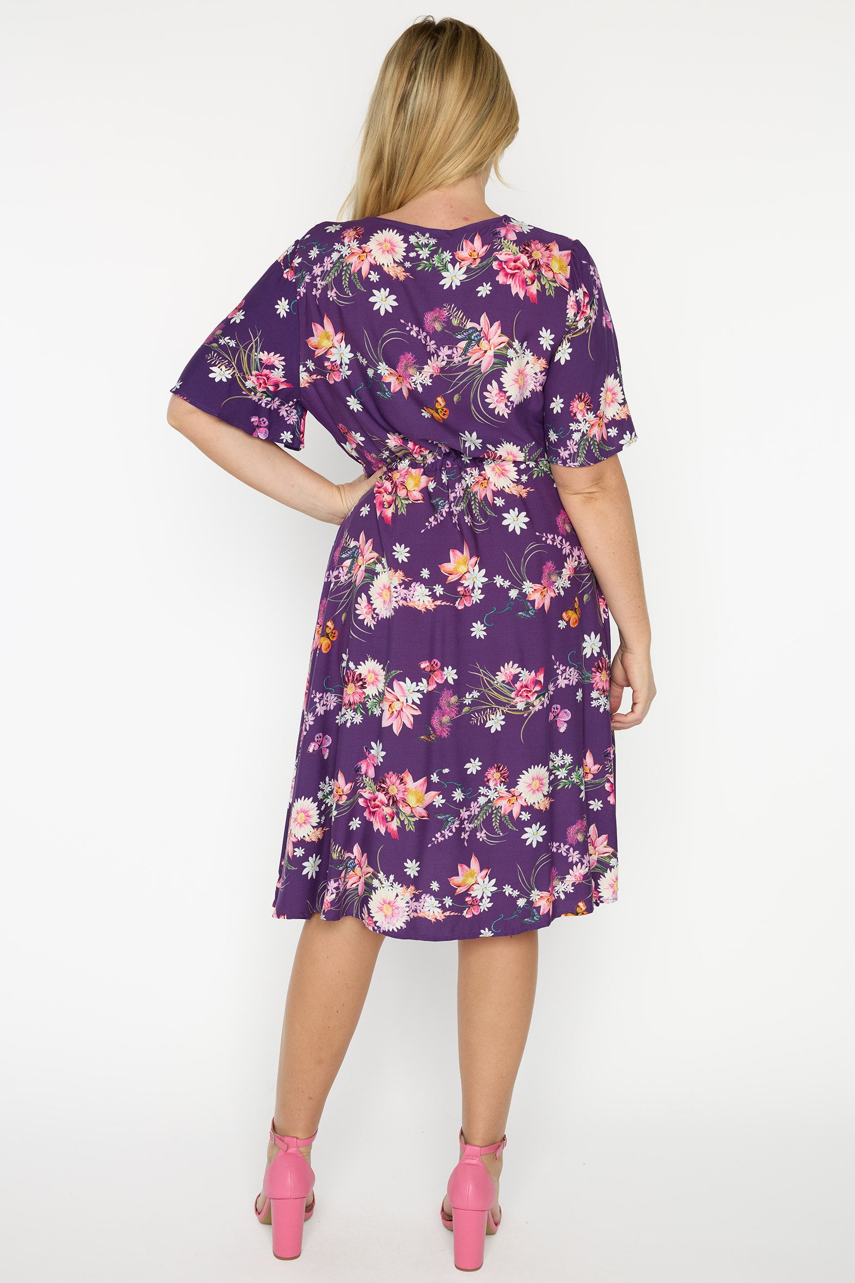 Jaz Butterfly Kisses Plum Dress – Butterfly Kisses Plum knee length dress
