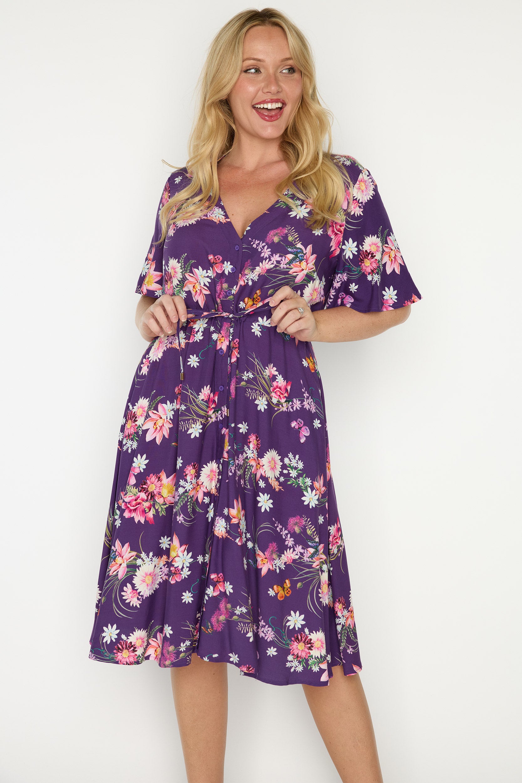 Jaz Butterfly Kisses Plum Dress – Butterfly Kisses Plum knee length dress
