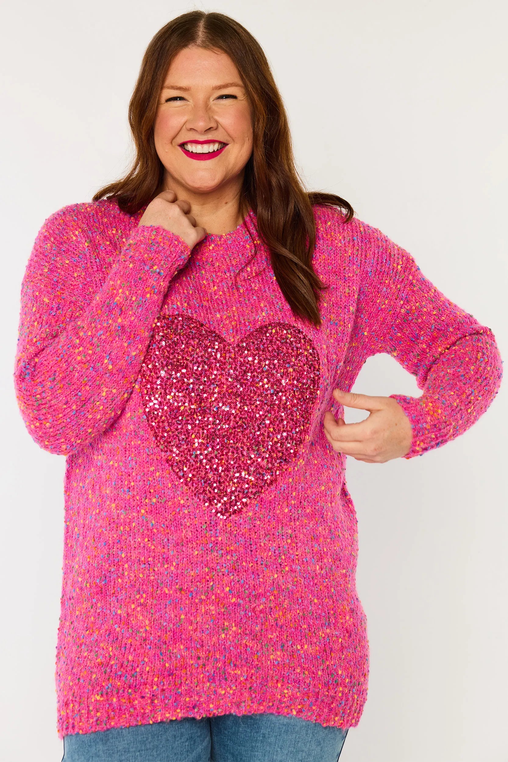 Cathy Pink Marle Knit – Pink Marle knit jumper