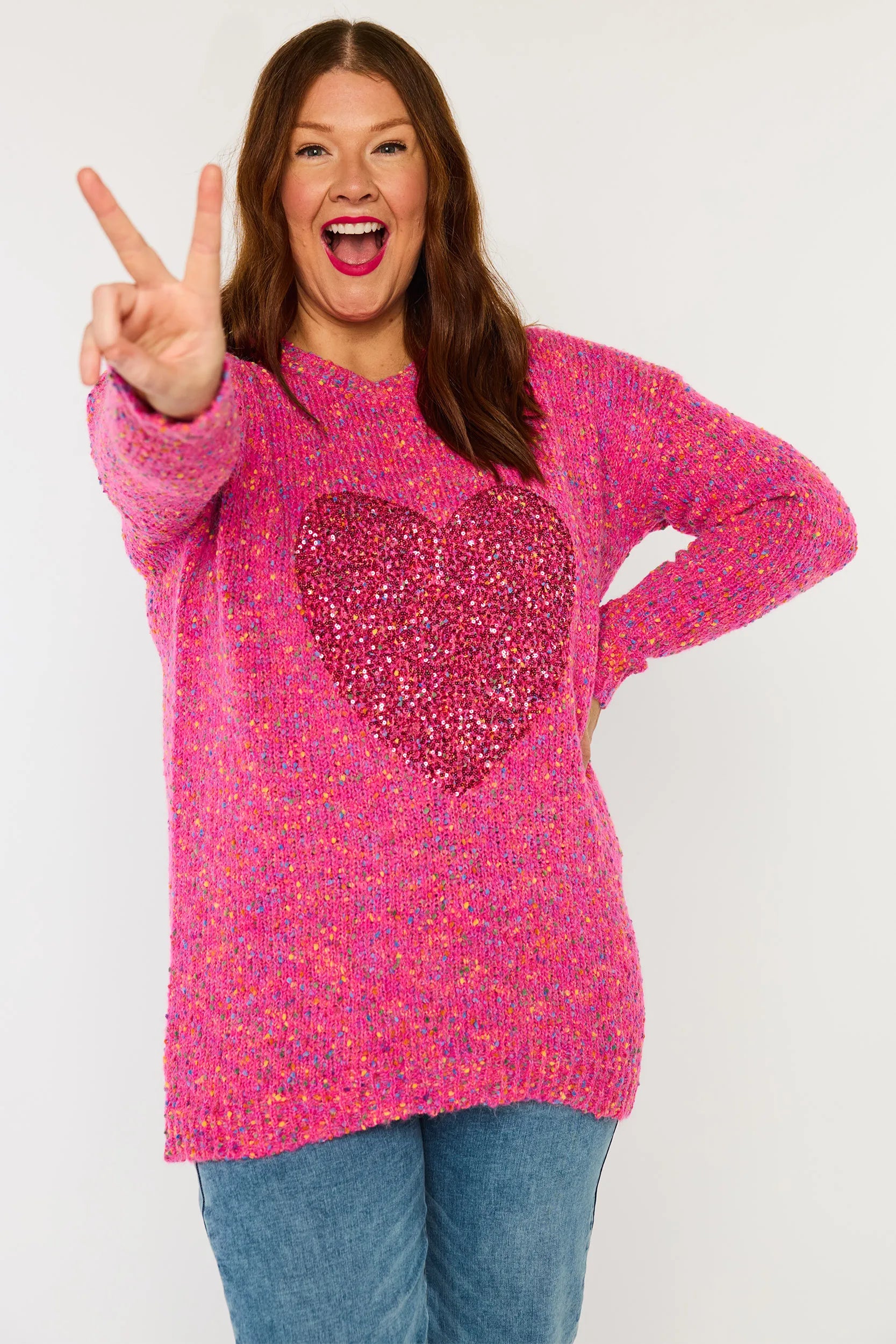 Cathy Pink Marle Knit – Pink Marle knit jumper