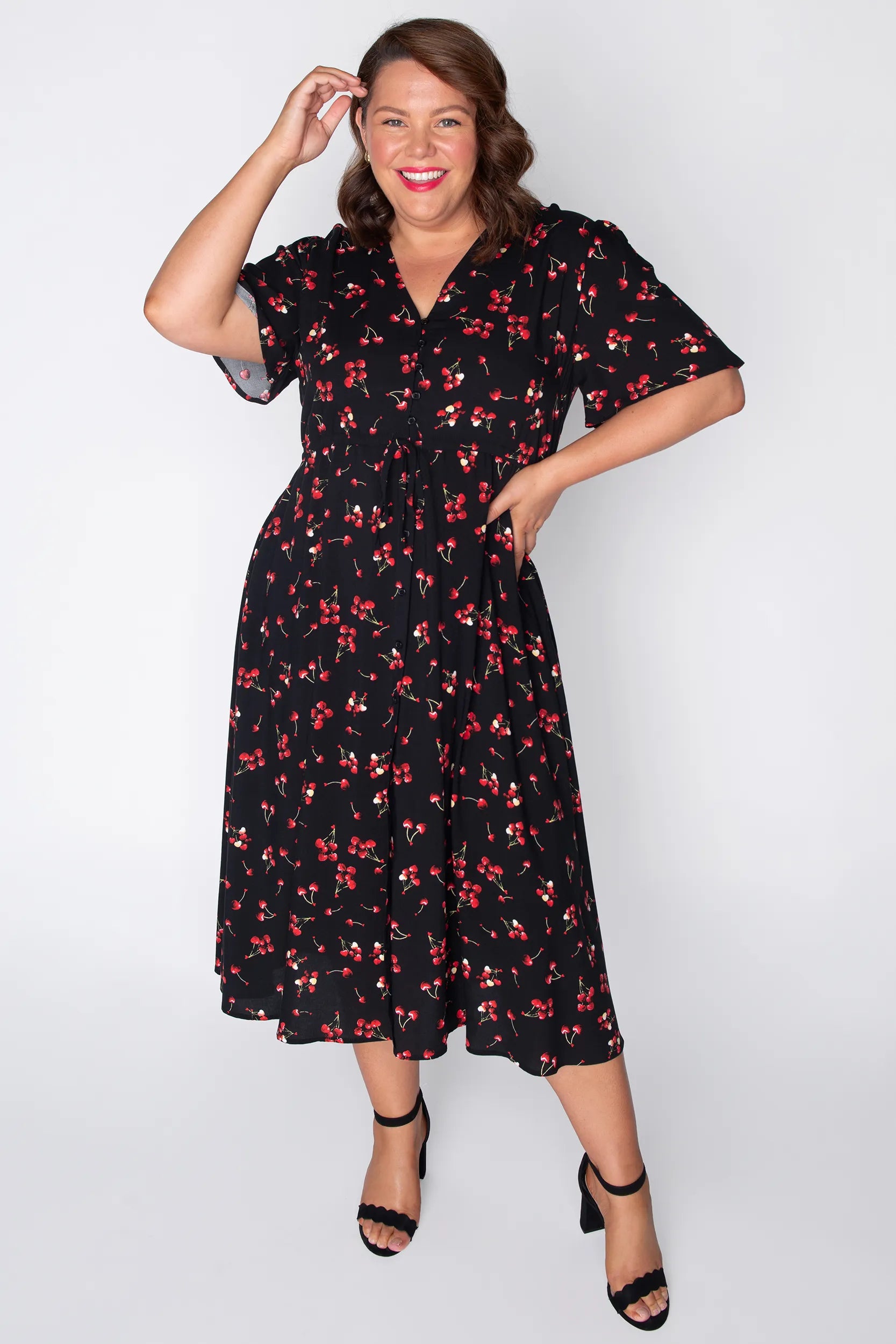 Michelle Cherry Hearts Dress – Cherry Hearts midi dress
