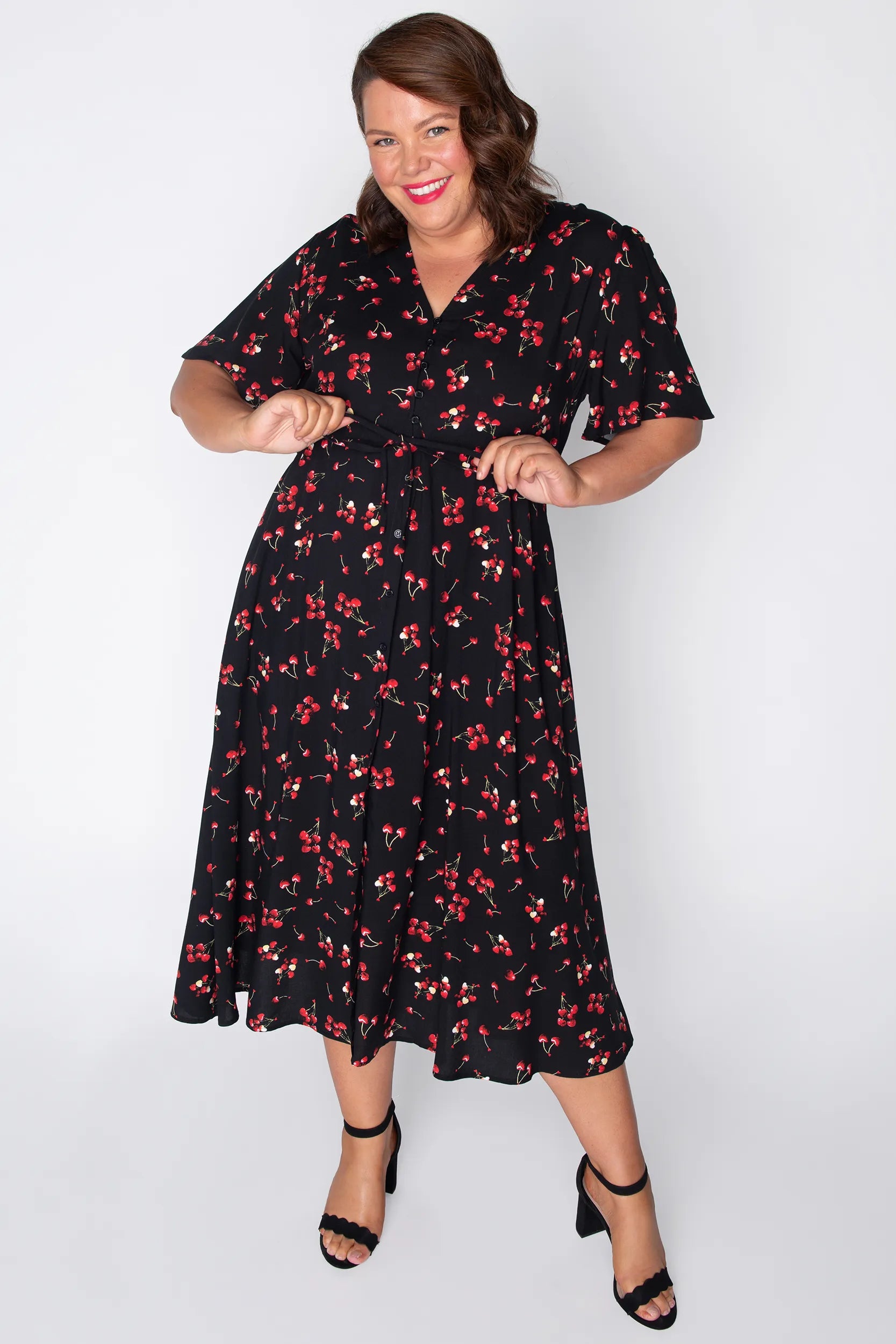 Michelle Cherry Hearts Dress – Cherry Hearts midi dress