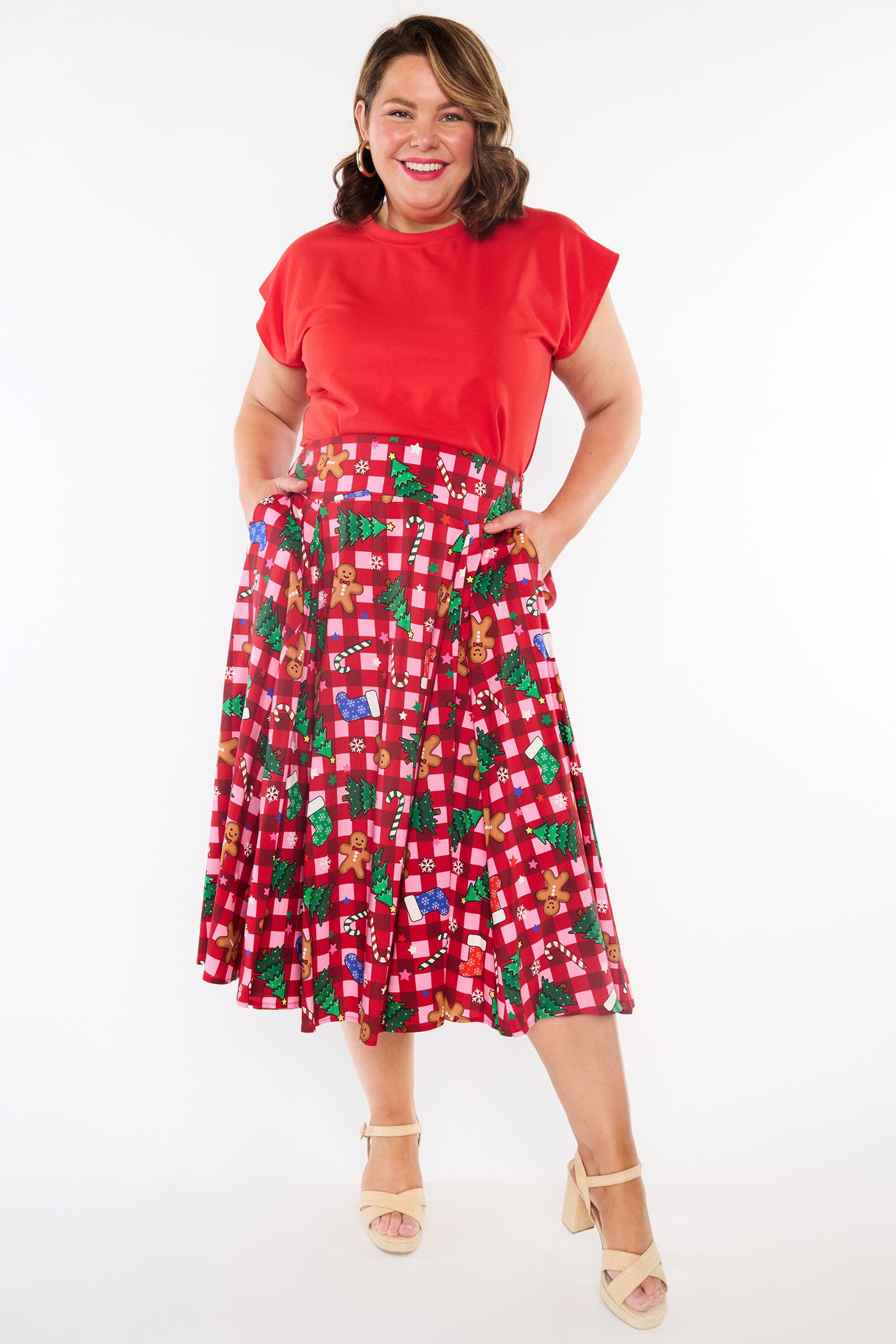 Beth Christmas On Gingham Skirt (Pre-Order)