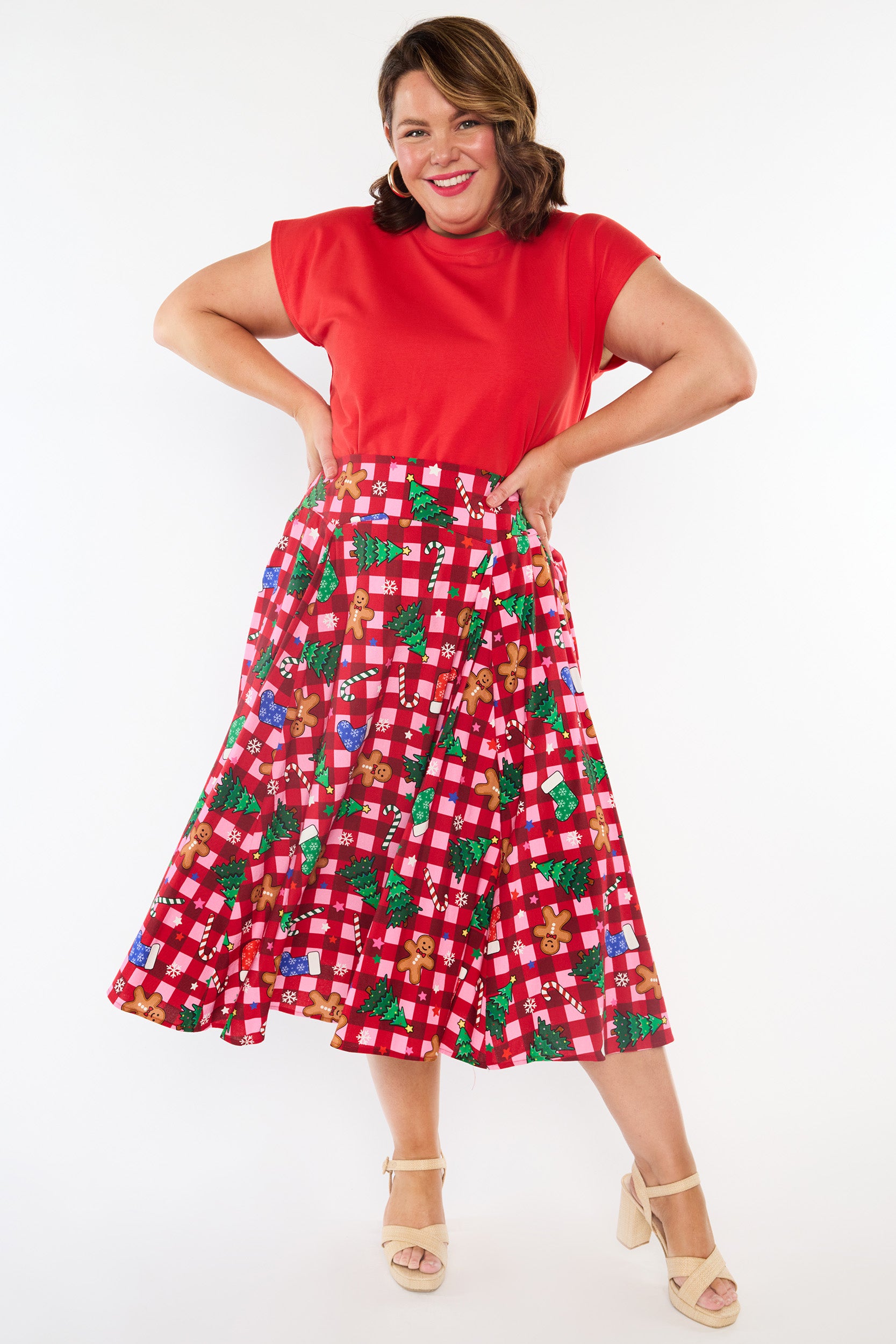 Beth Christmas On Gingham Skirt (Pre-Order)