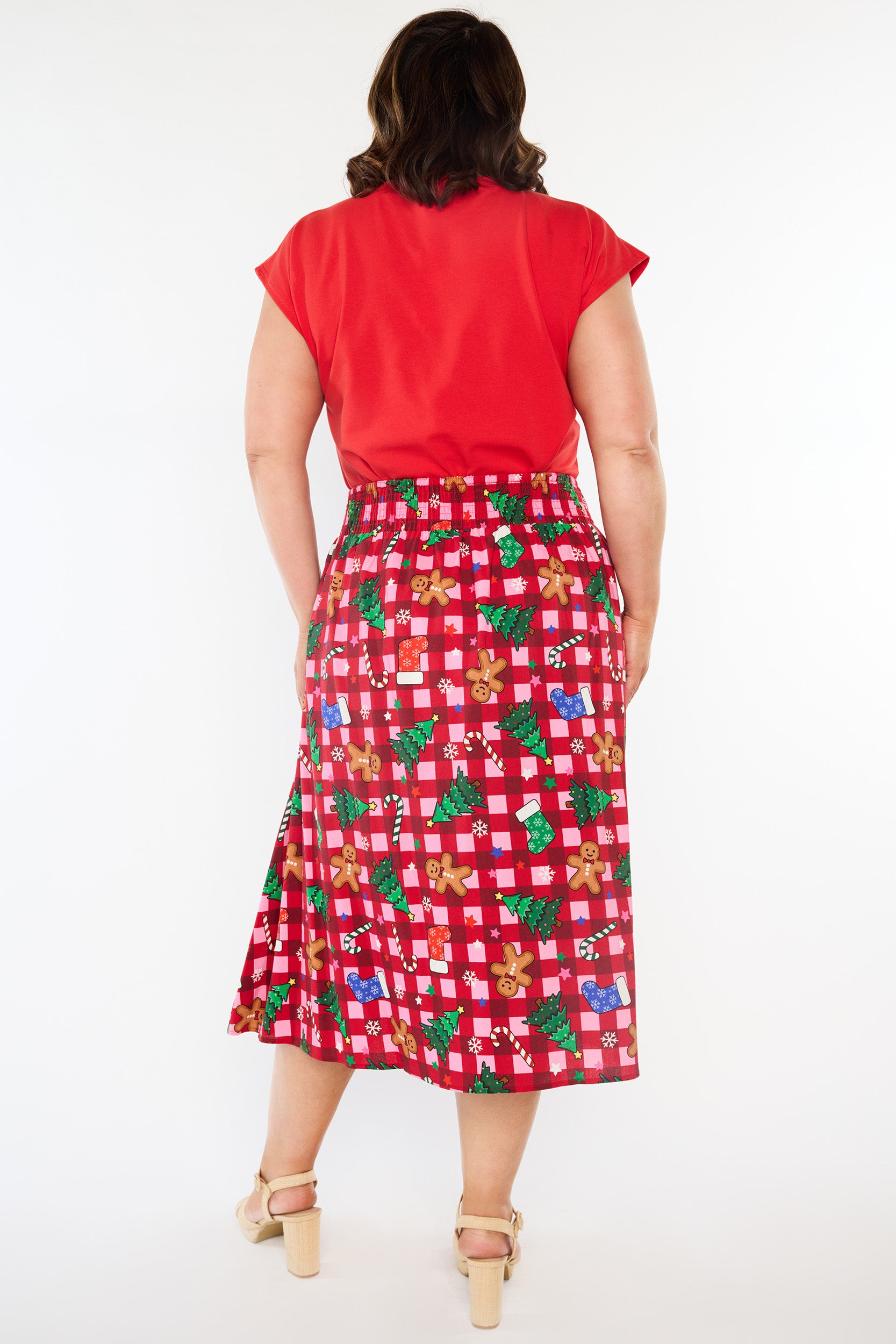 Beth Christmas On Gingham Skirt (Pre-Order)