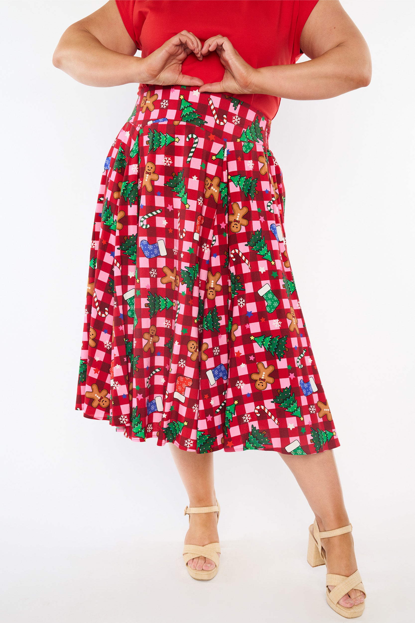 Beth Christmas On Gingham Skirt (Pre-Order)