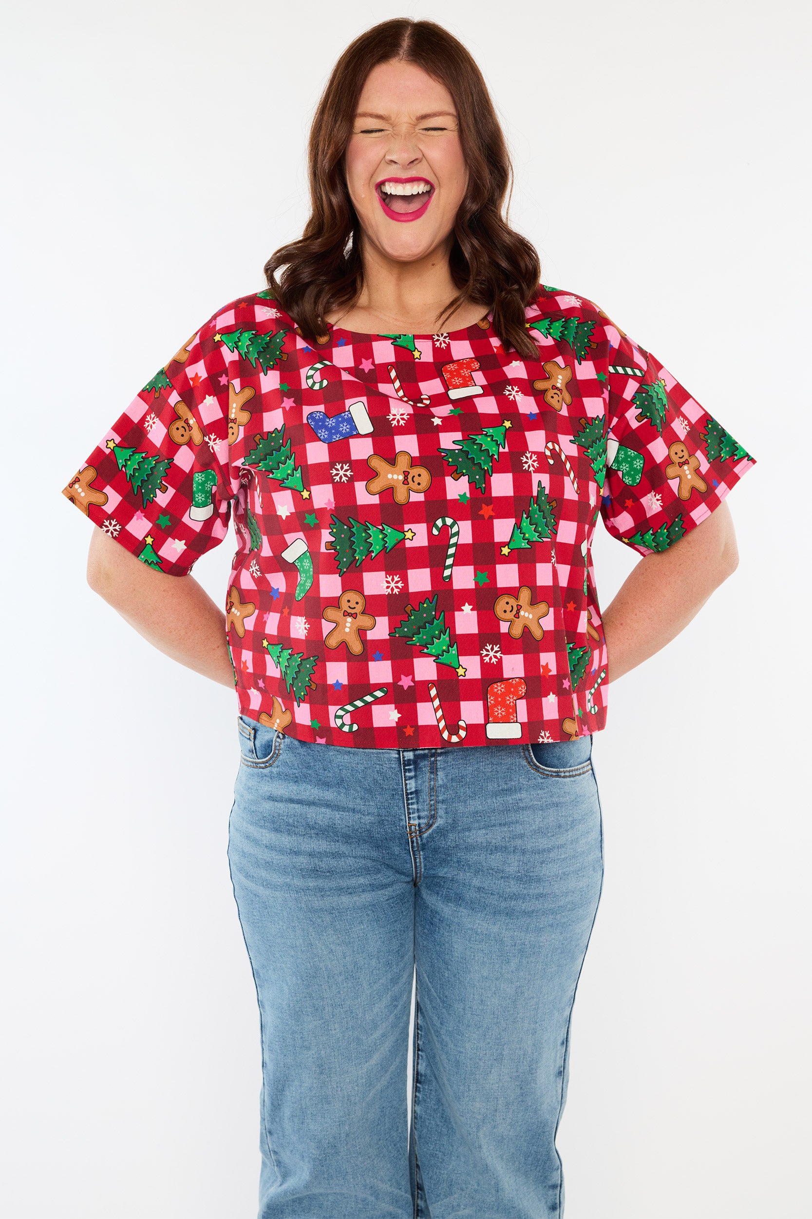 Harper Christmas On Gingham Top (Pre-Order)