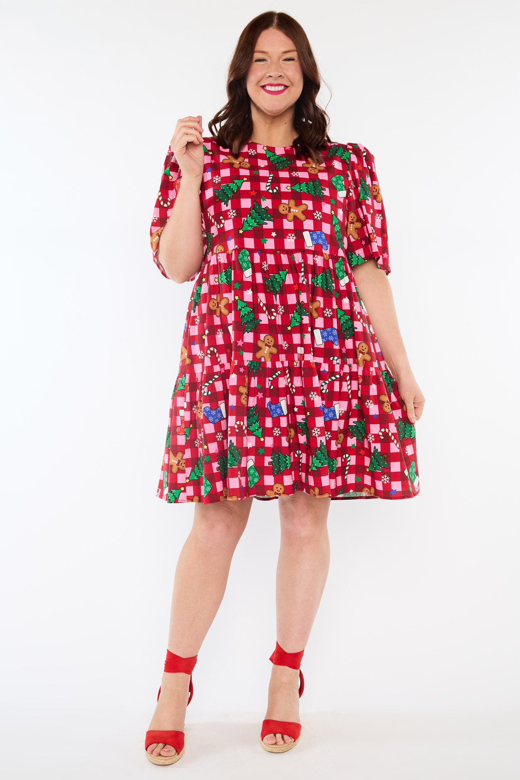 Isadora Christmas On Gingham Dress (Pre-Order)