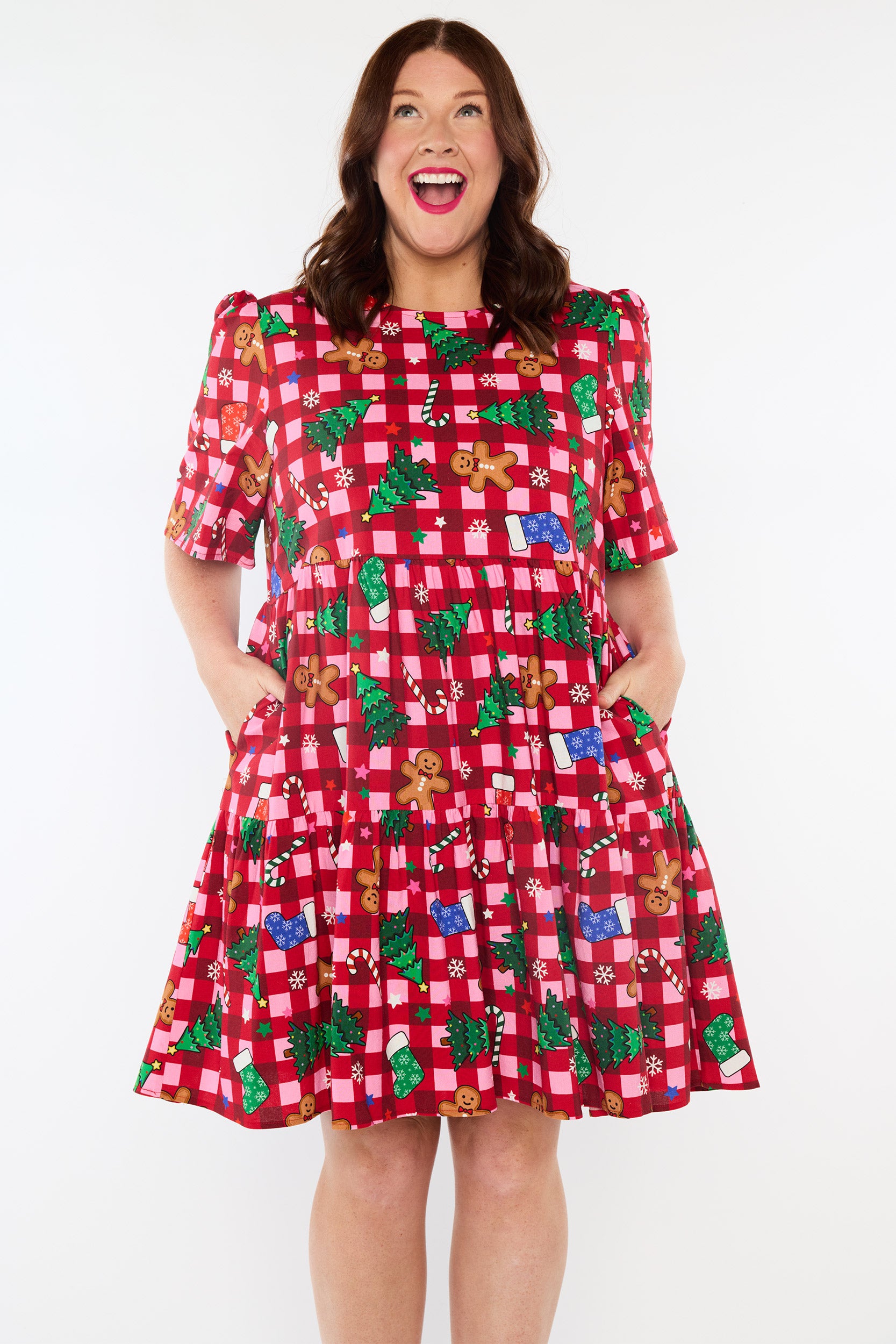 Isadora Christmas On Gingham Dress (Pre-Order)