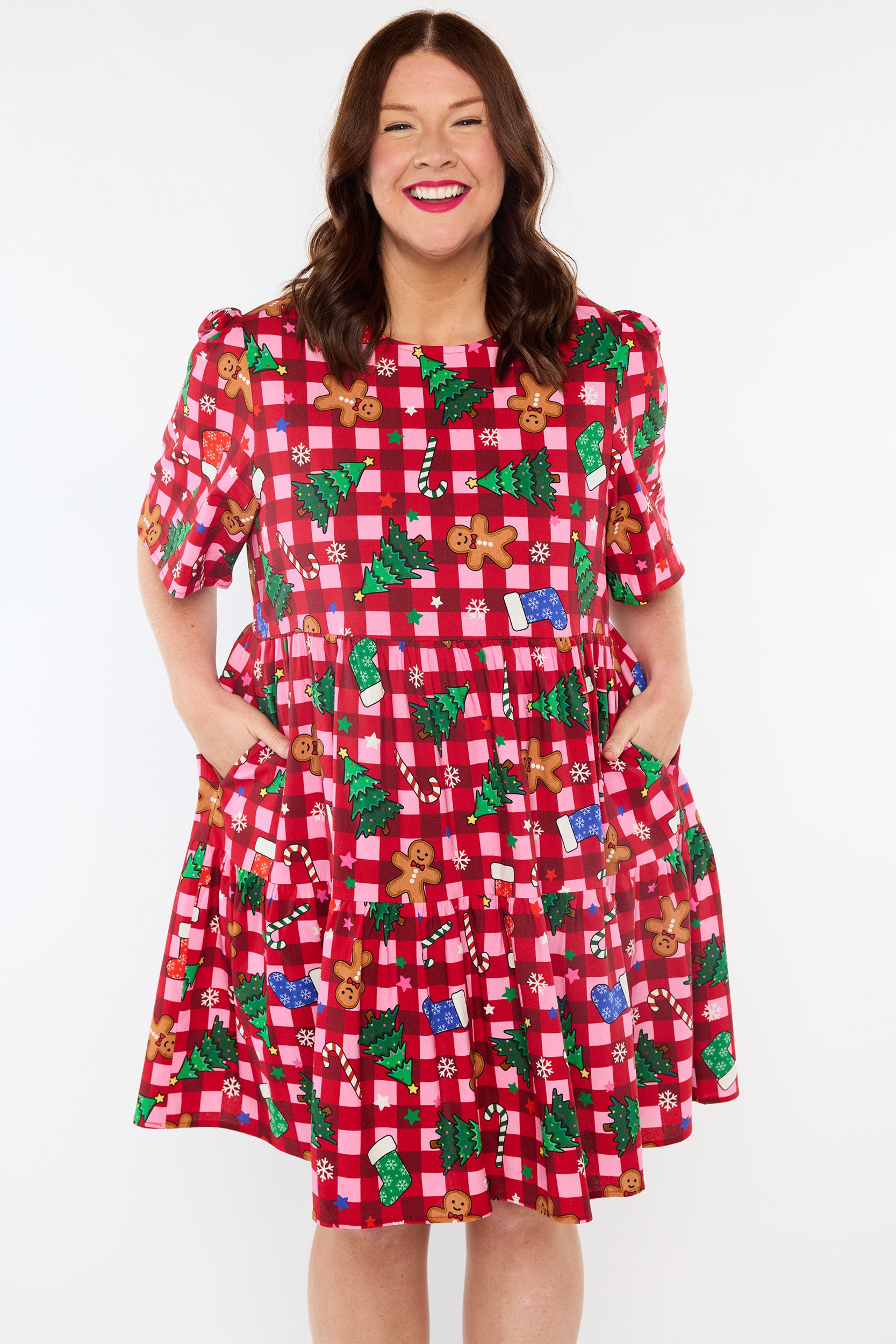 Isadora Christmas On Gingham Dress (Pre-Order)