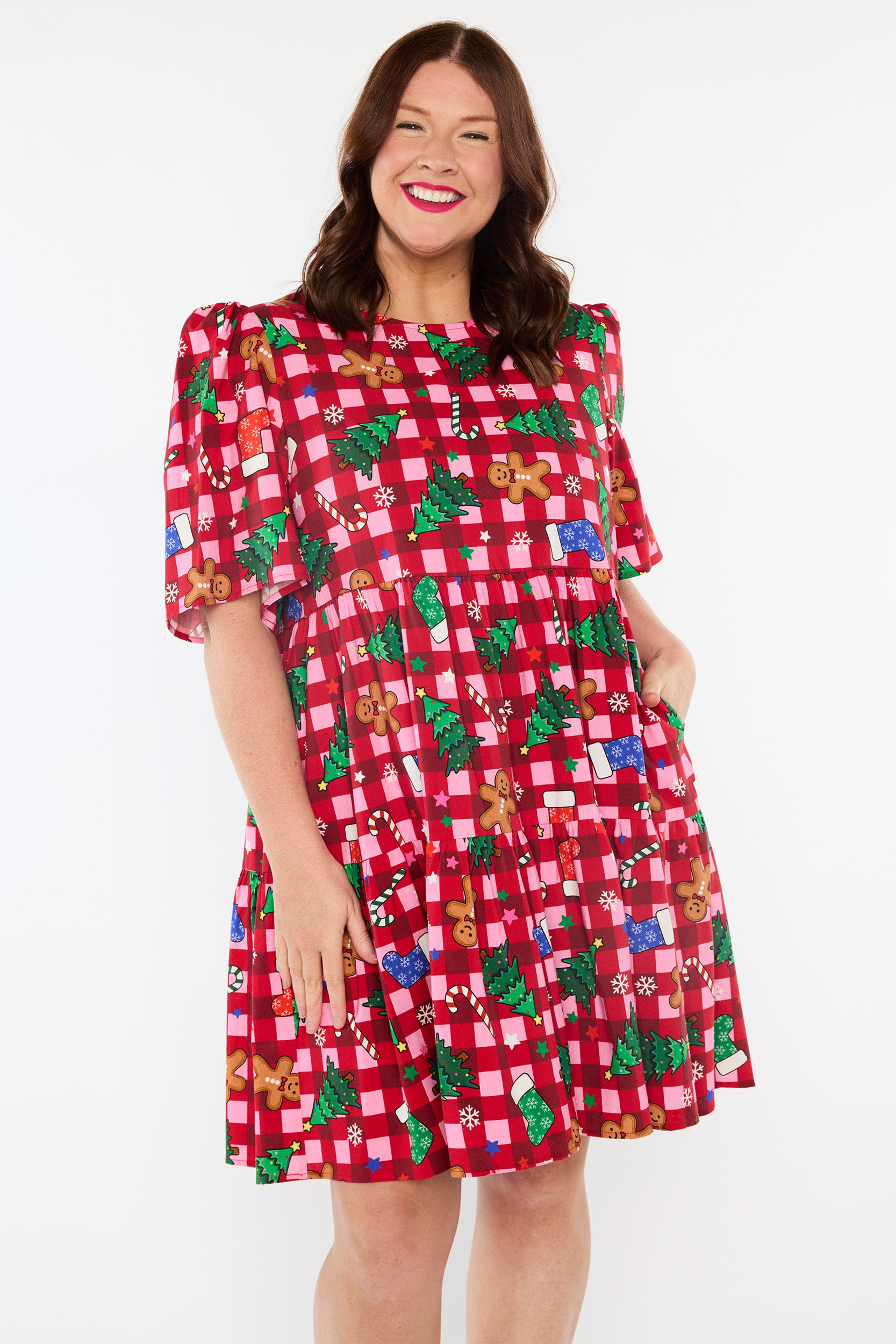 Isadora Christmas On Gingham Dress (Pre-Order)