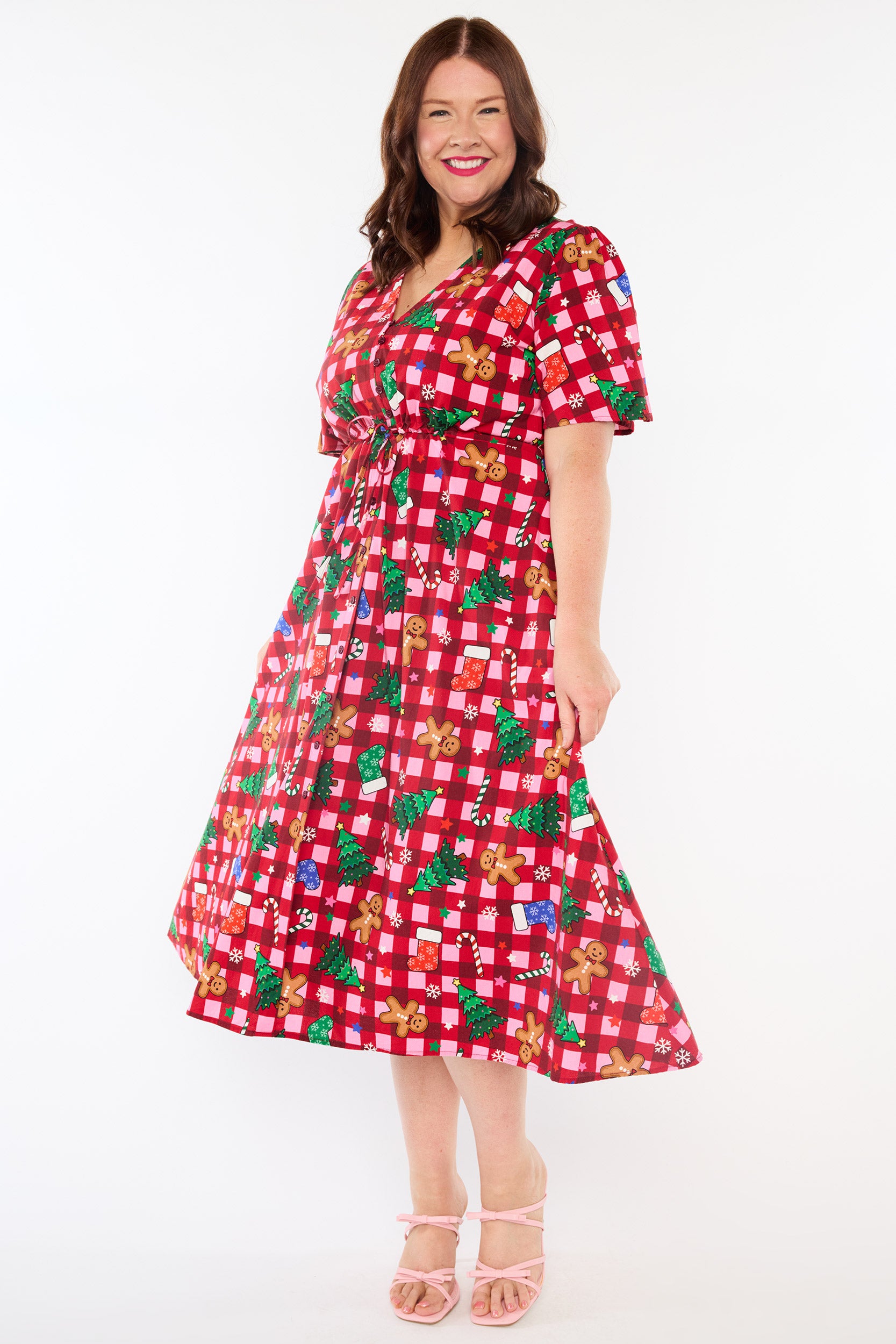 Marley Cotton Christmas On Gingham Dress (Pre-Order)