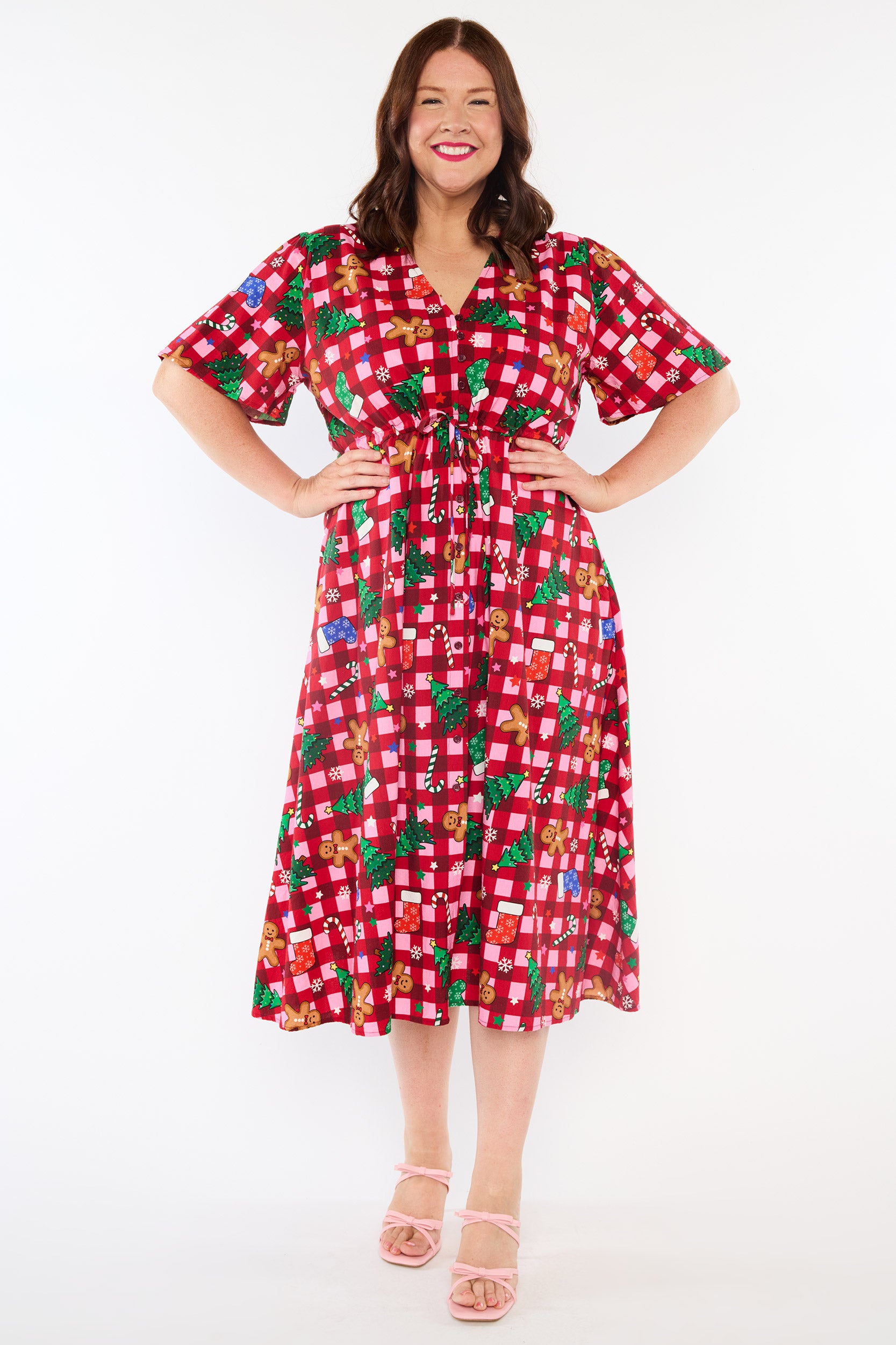 Marley Cotton Christmas On Gingham Dress (Pre-Order)