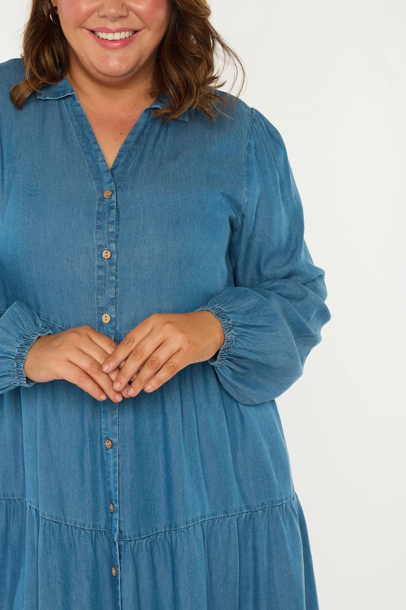 Clermont Blue Denim Dress – Blue Denim midi dress