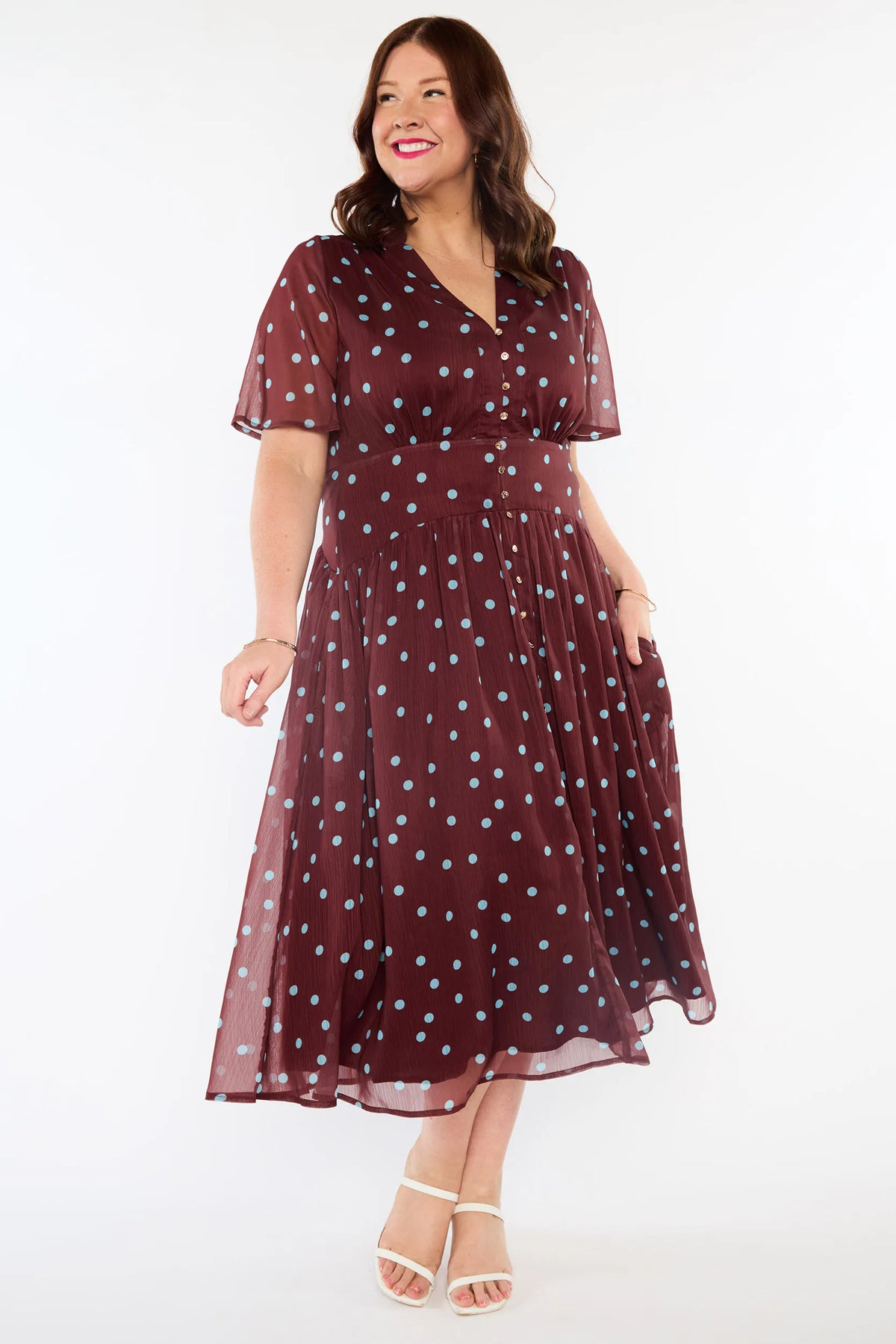 Grateful Coco Teal Spot Dress