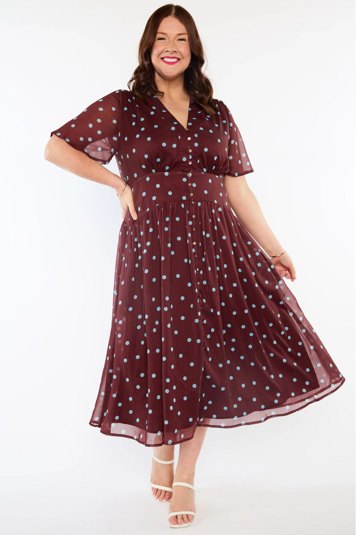 Grateful Coco Teal Spot Dress