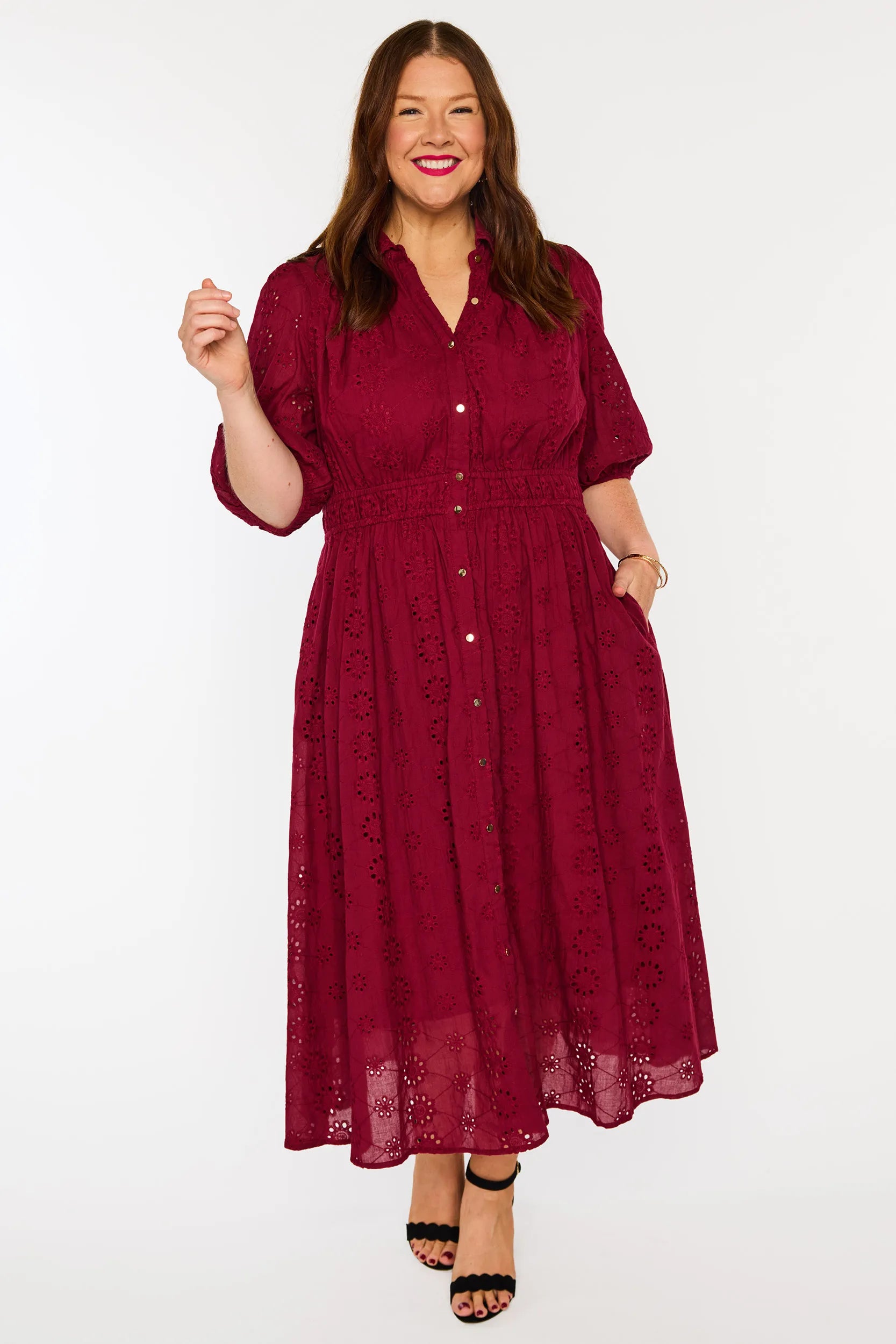 Edan Burgundy Dress – Burgundy midi dress