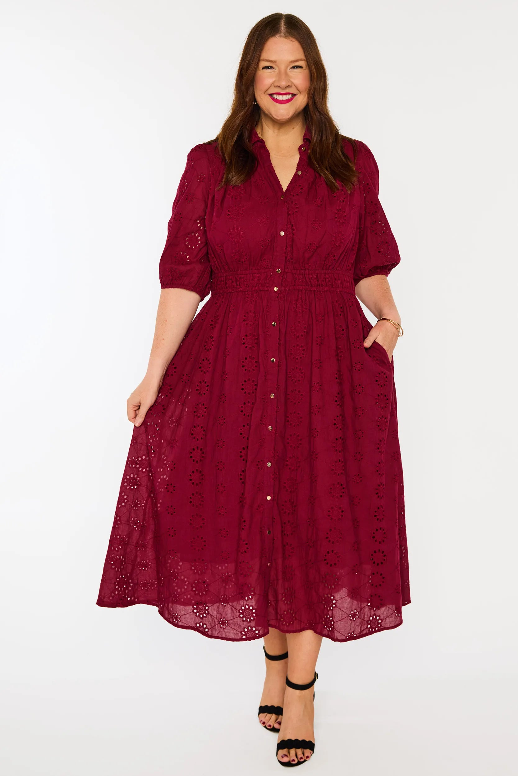 Edan Burgundy Dress – Burgundy midi dress