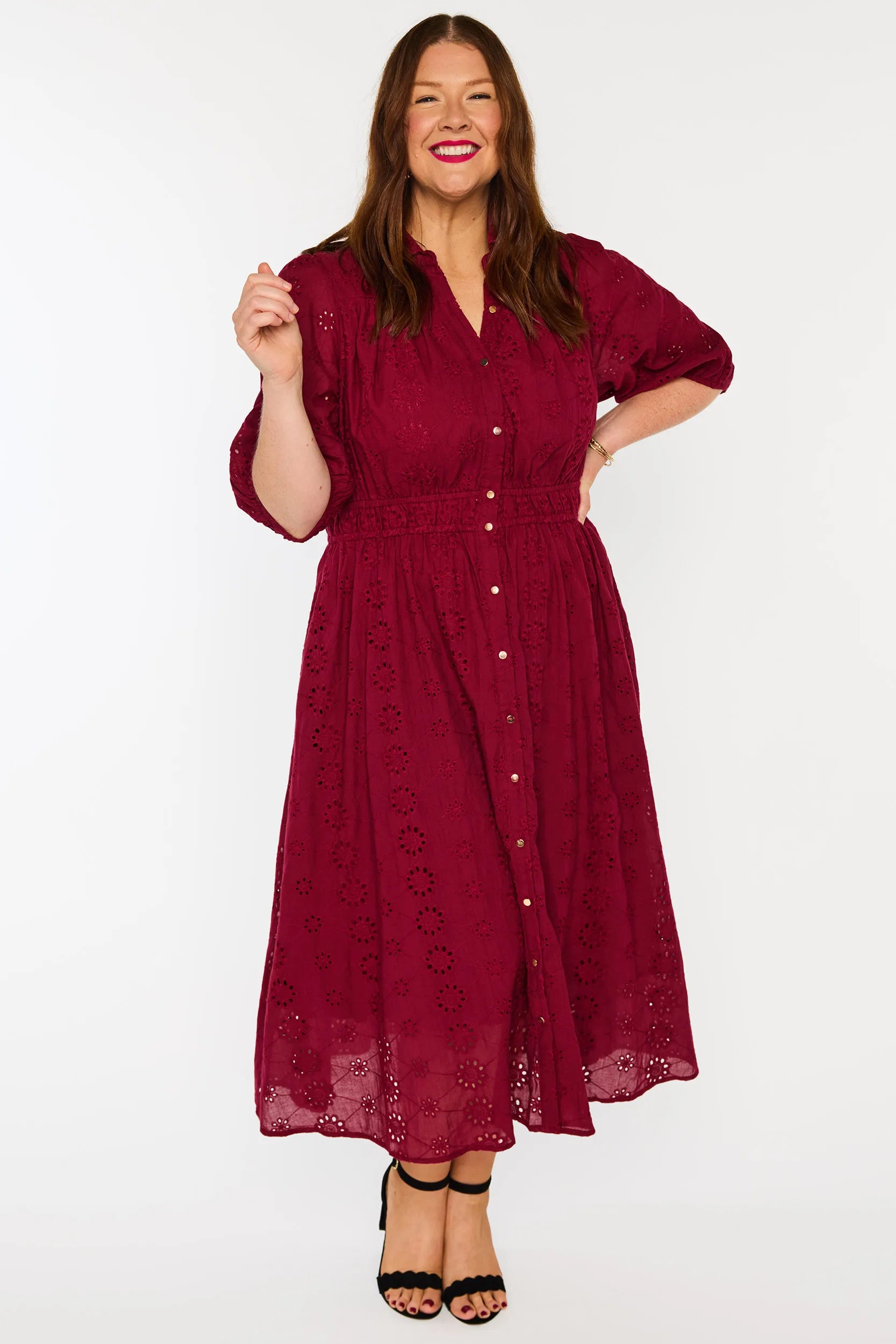 Edan Burgundy Dress – Burgundy midi dress