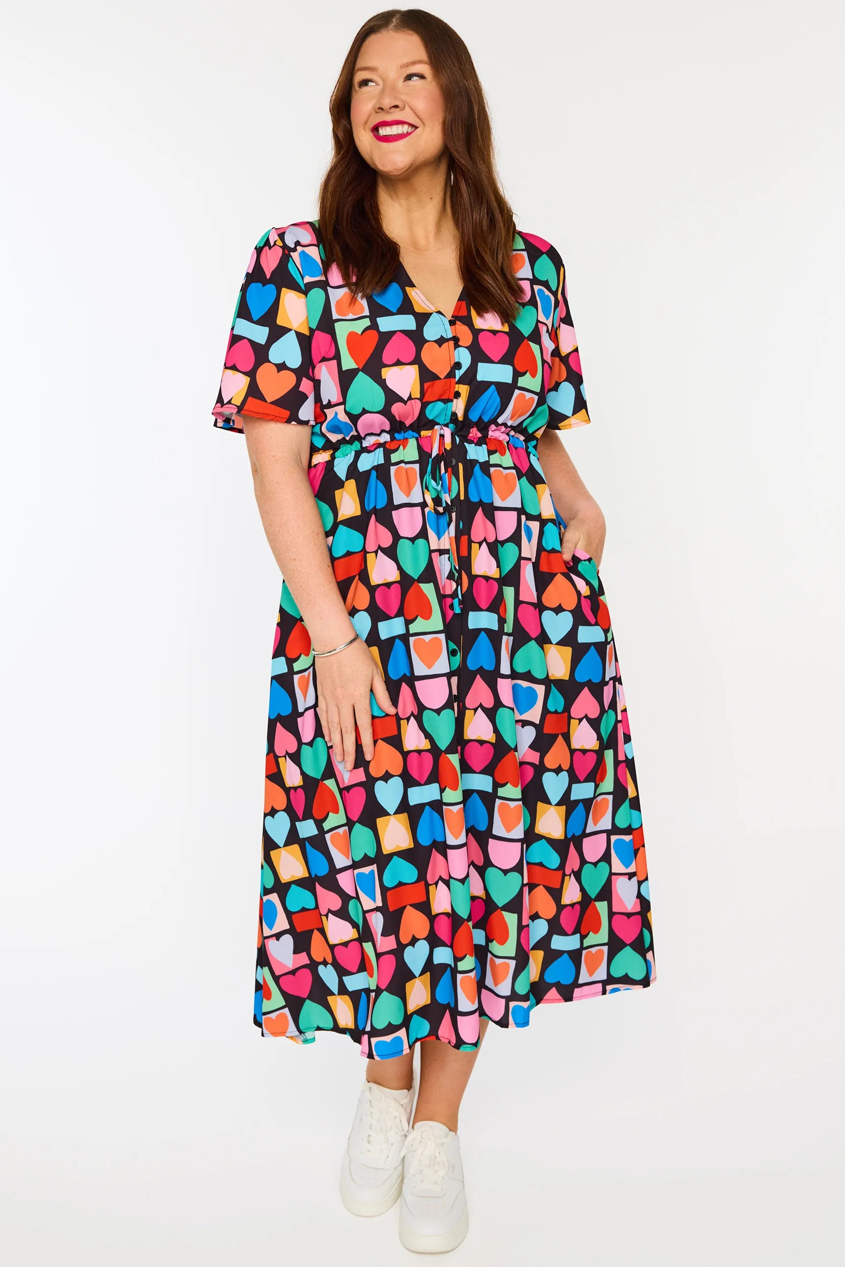 Marley Geo Hearts Dress – Geo Hearts midi dress