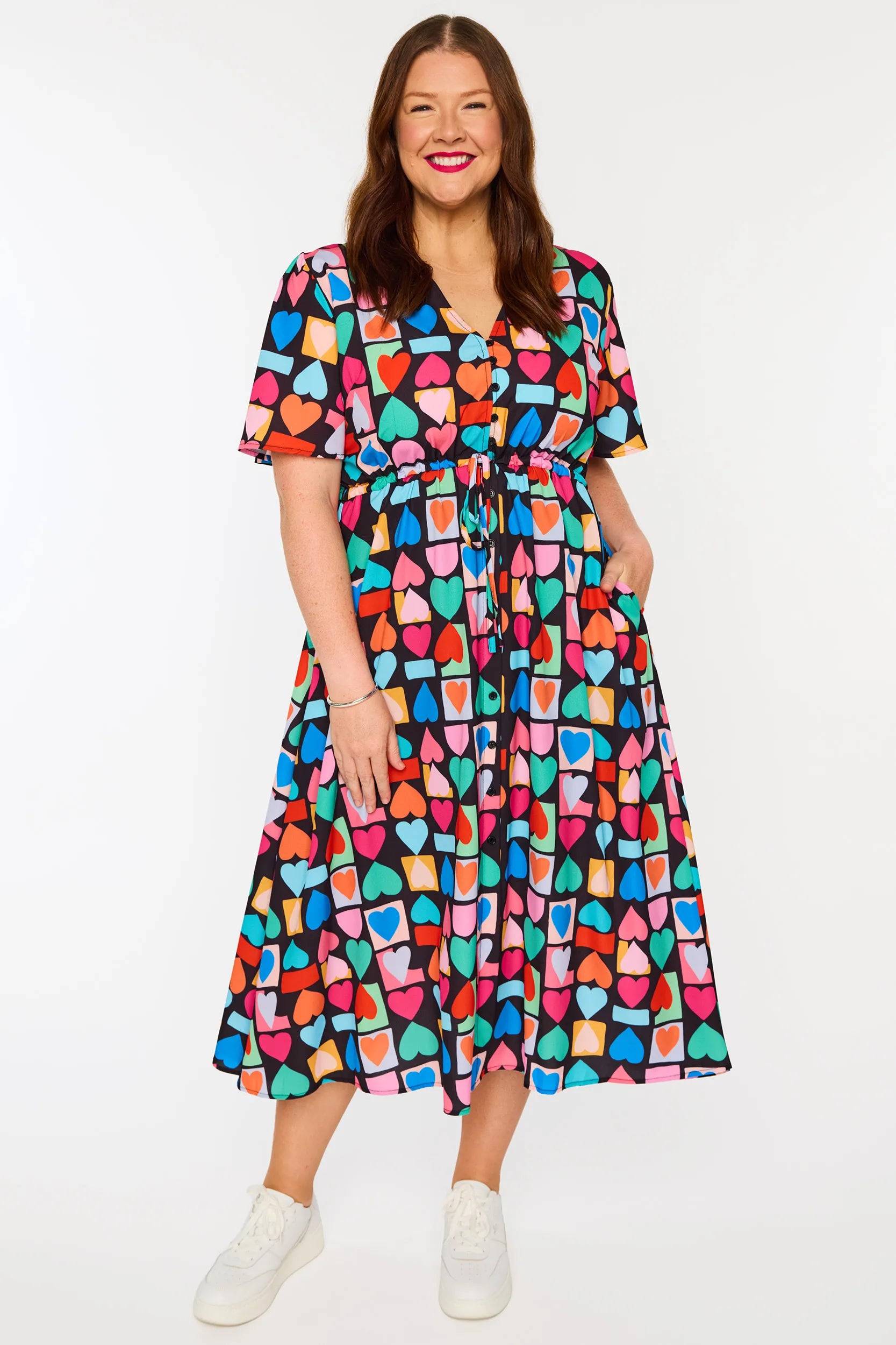 Marley Geo Hearts Dress – Geo Hearts midi dress