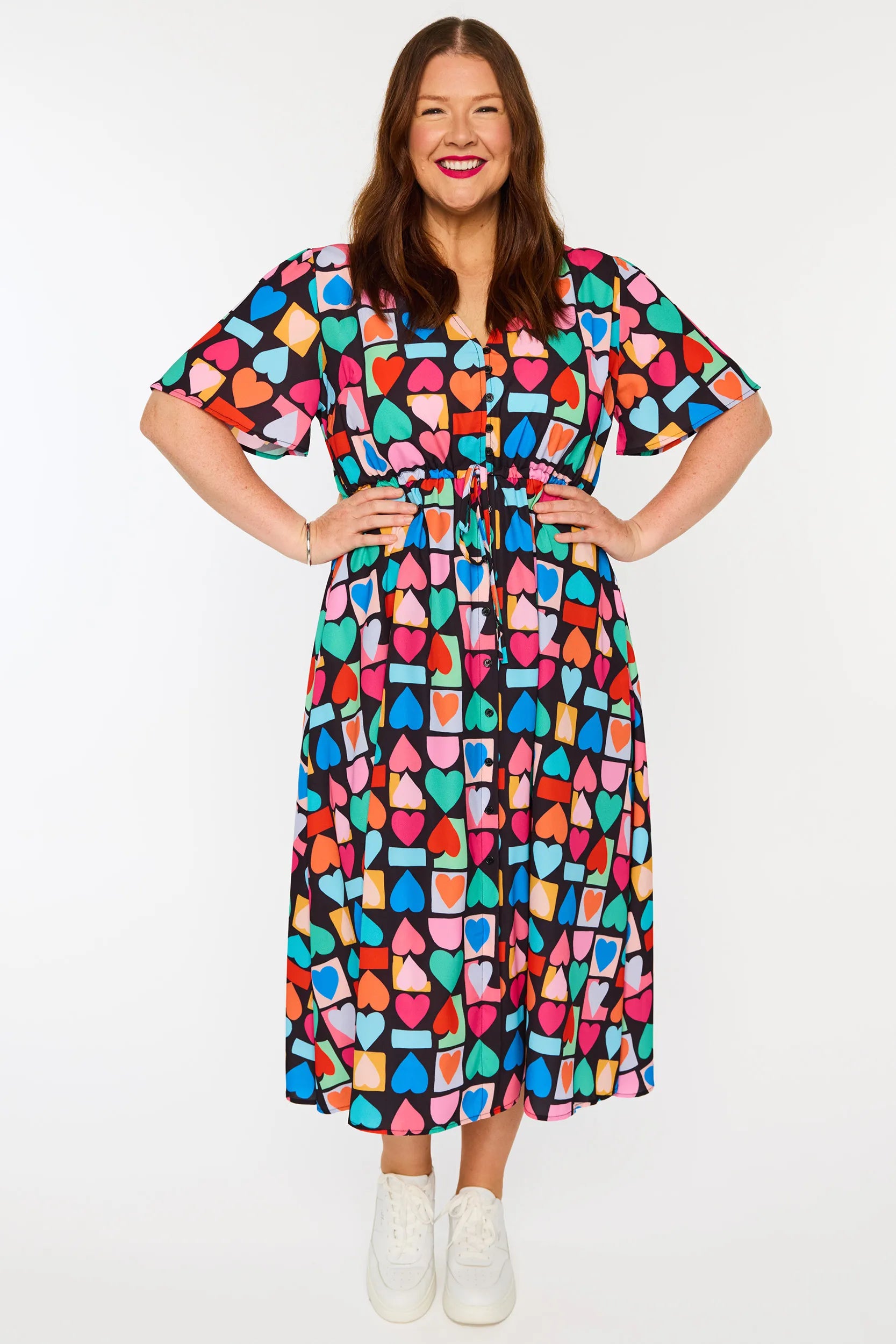 Marley Geo Hearts Dress – Geo Hearts midi dress