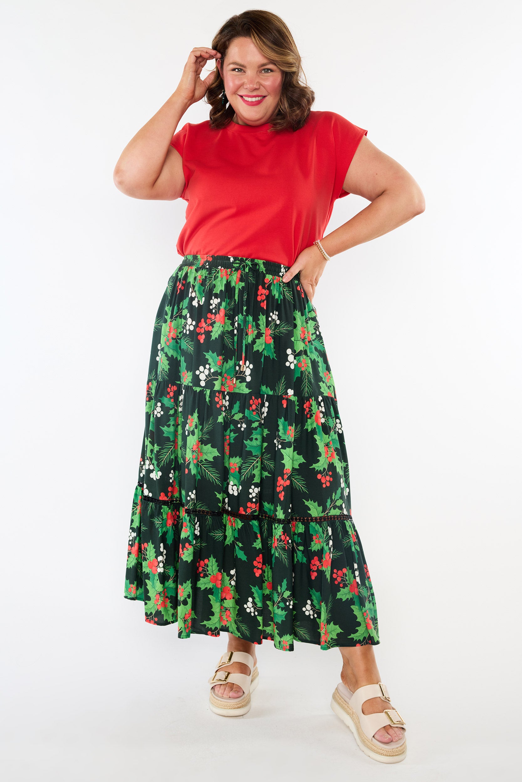 Alexandra Holly Christmas Skirt (Pre-Order)